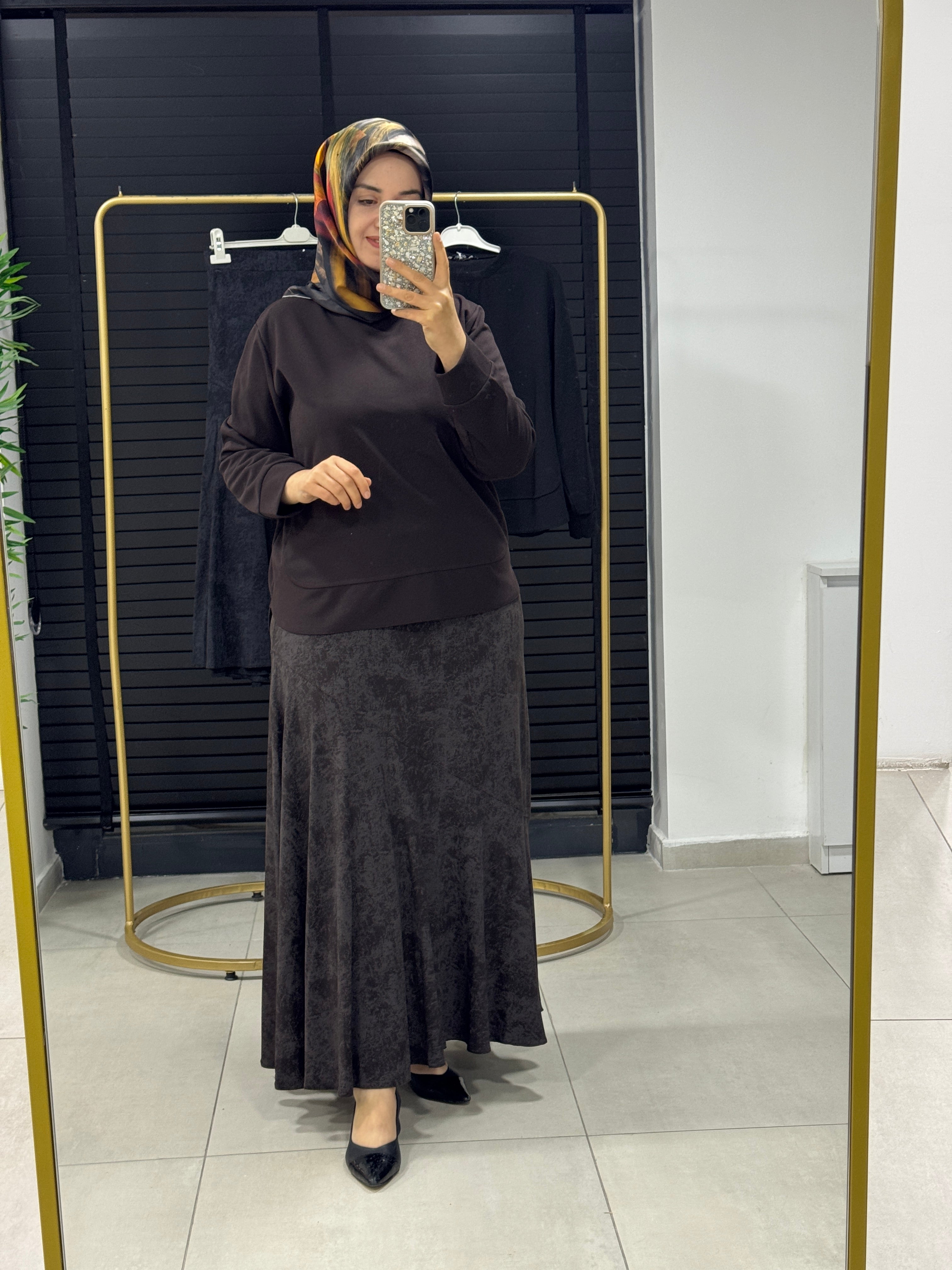 KÜBRA VOLANLI DESENLİ ETEK