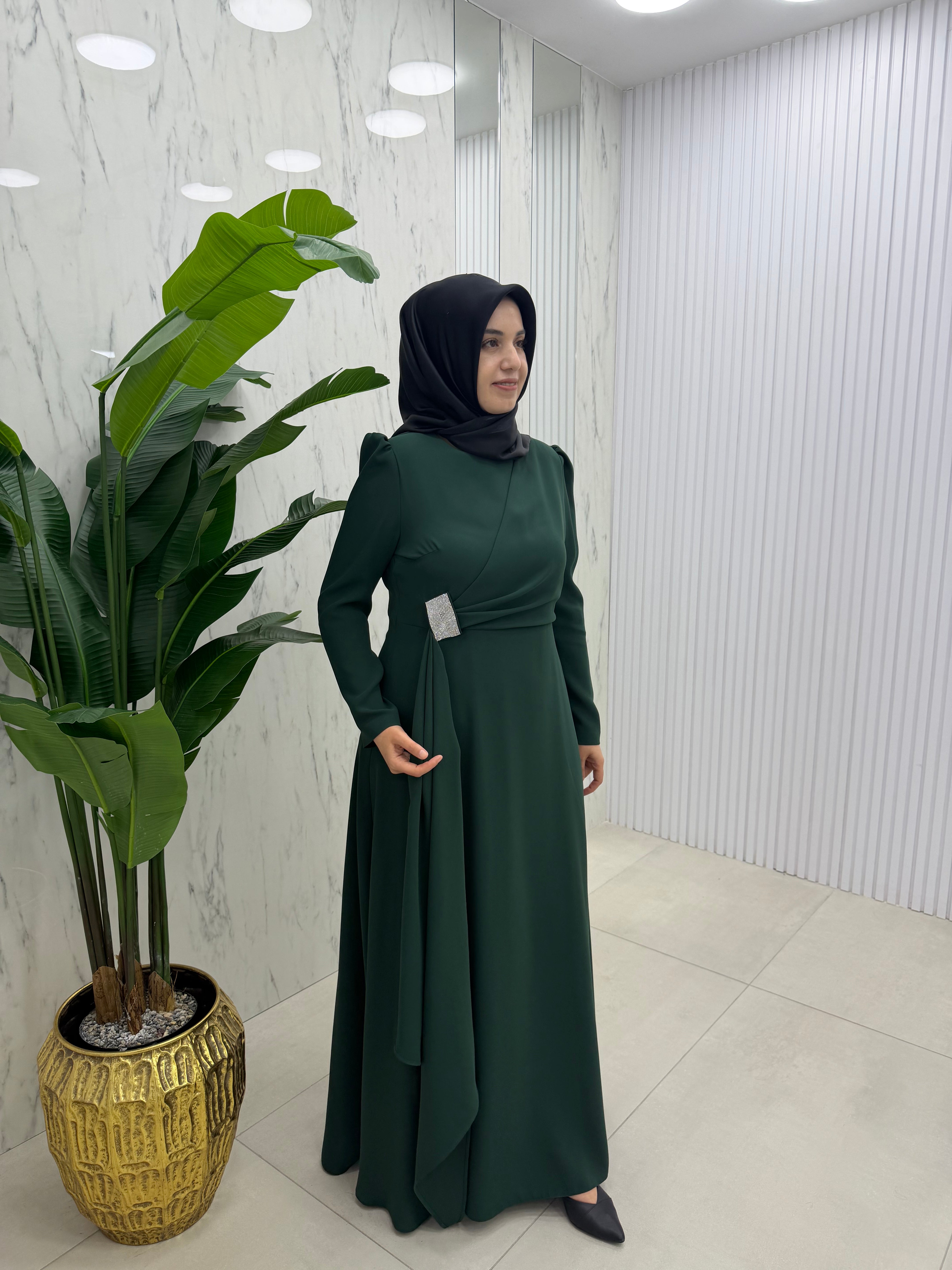 JUKİ MODA ÖNÜ DRAPELİ ELBİSE (5701)