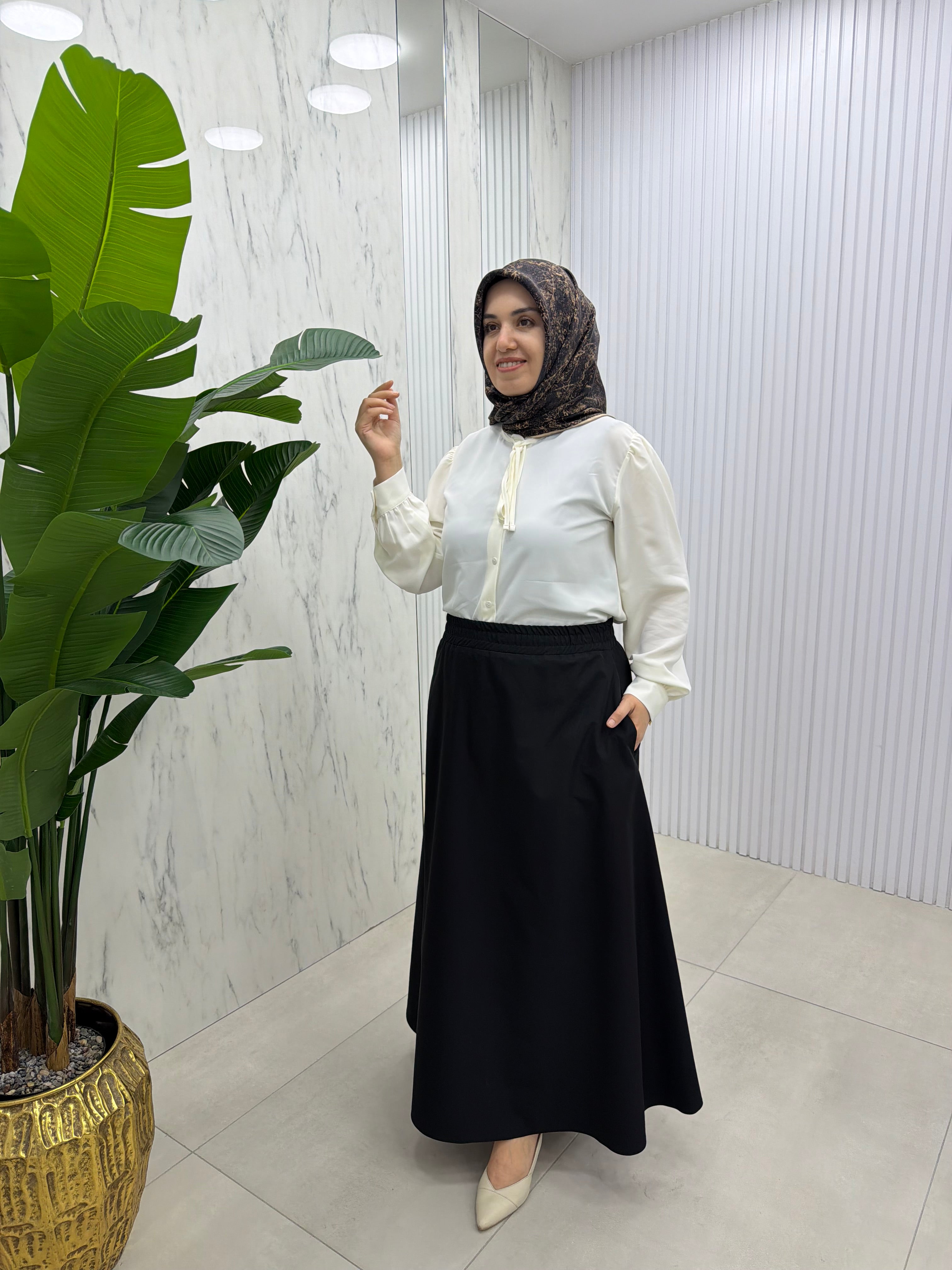 ALESYA CEPLİ BELİ LASTİKLİ ETEK