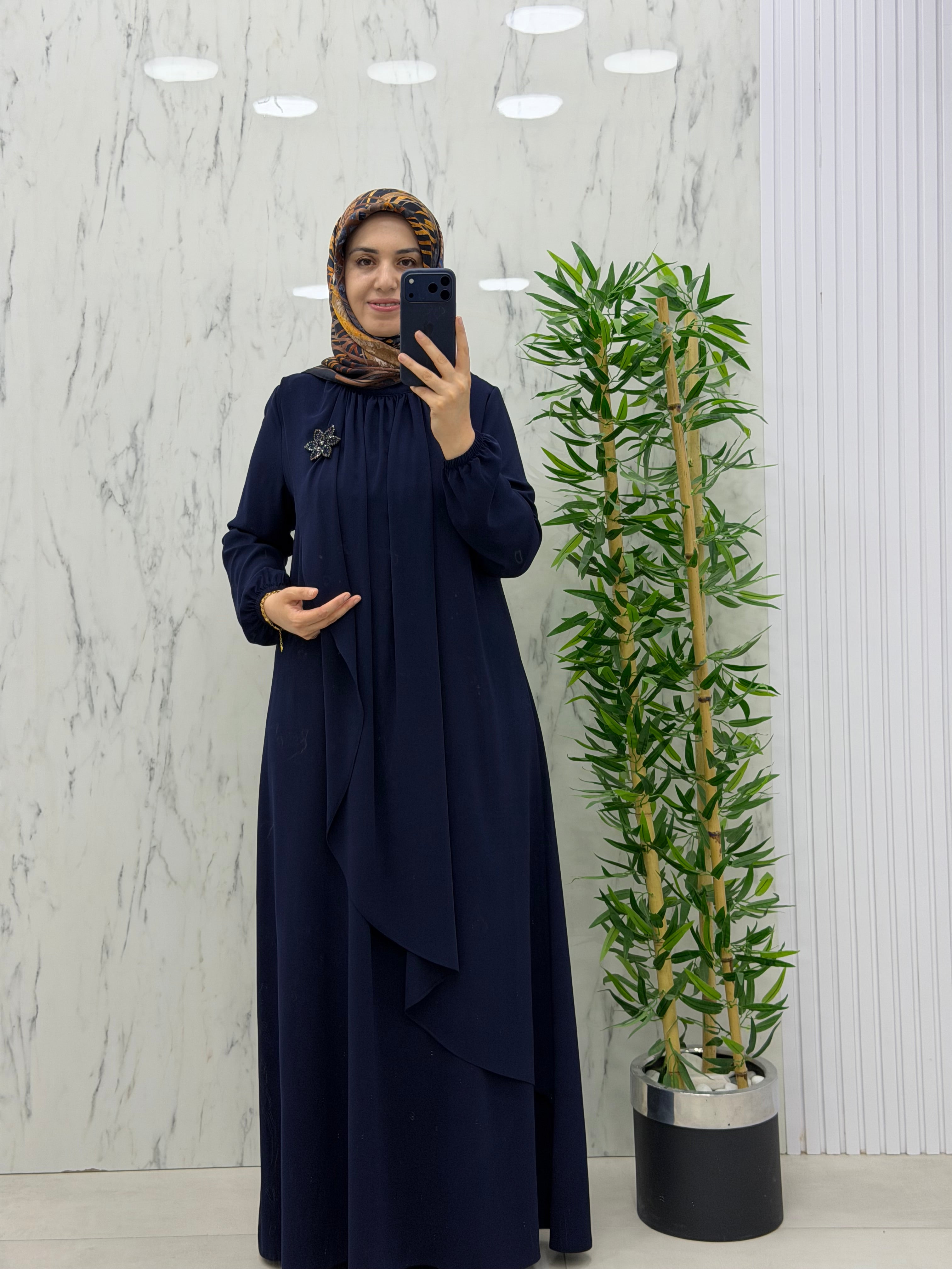 MUSAB BROŞ DETAYLI ELBİSE(8622)