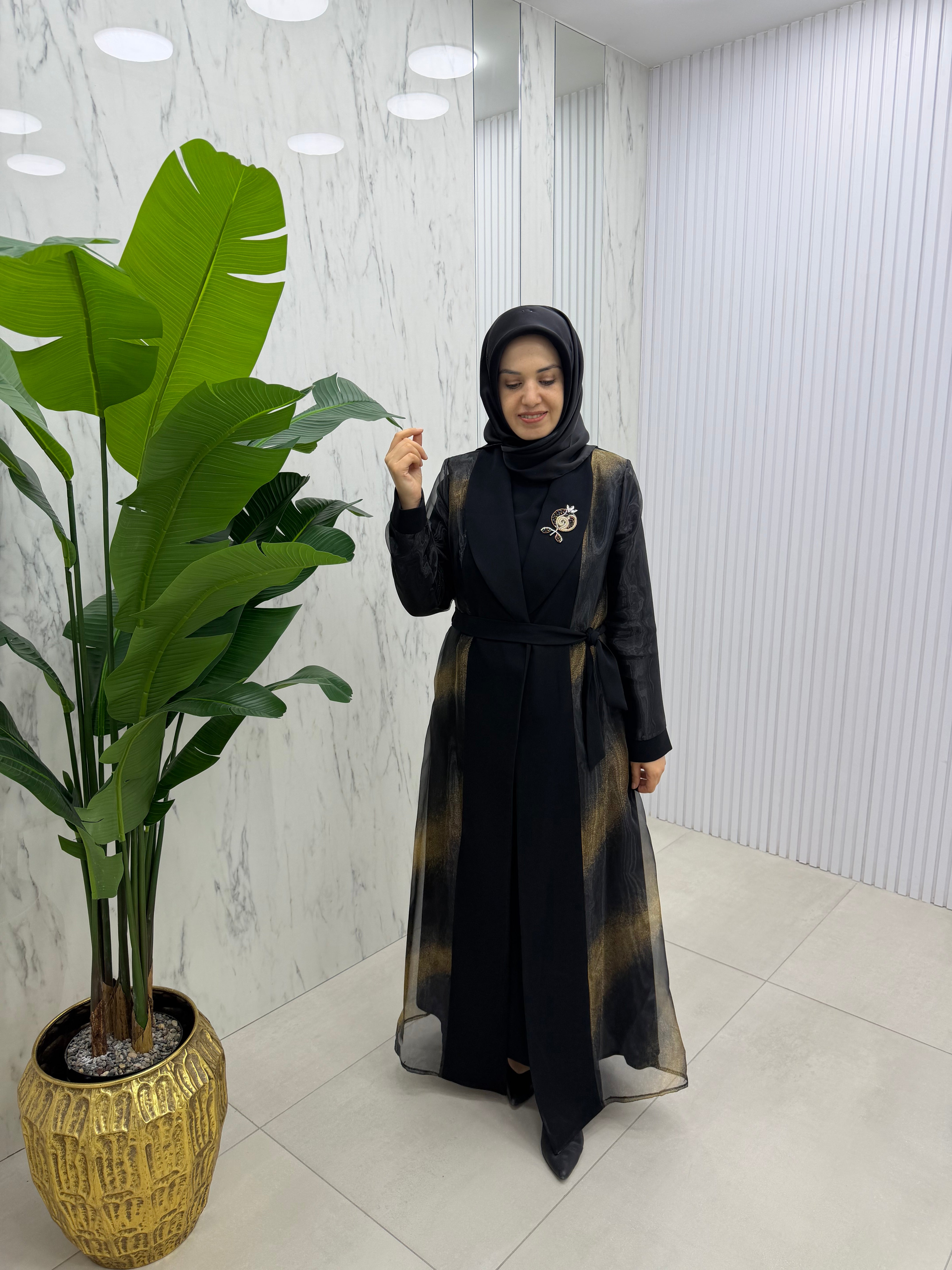 GRİMİSS BROŞ DETAYLI ABAYA(2613)