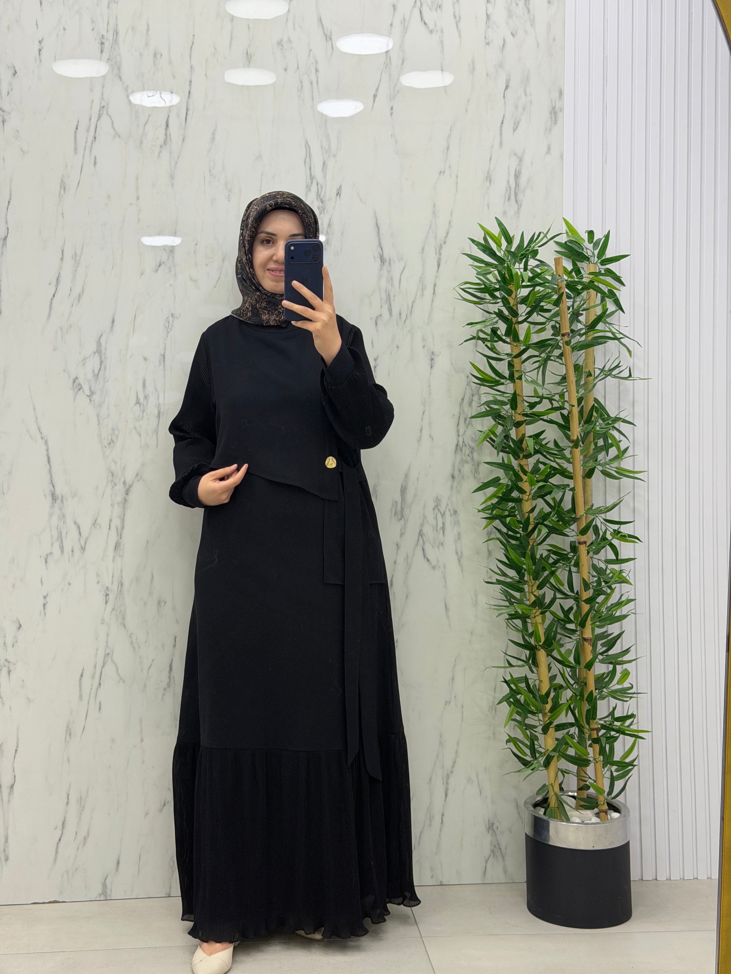 CLEMENCE NİL KREP ELBİSE(5502)