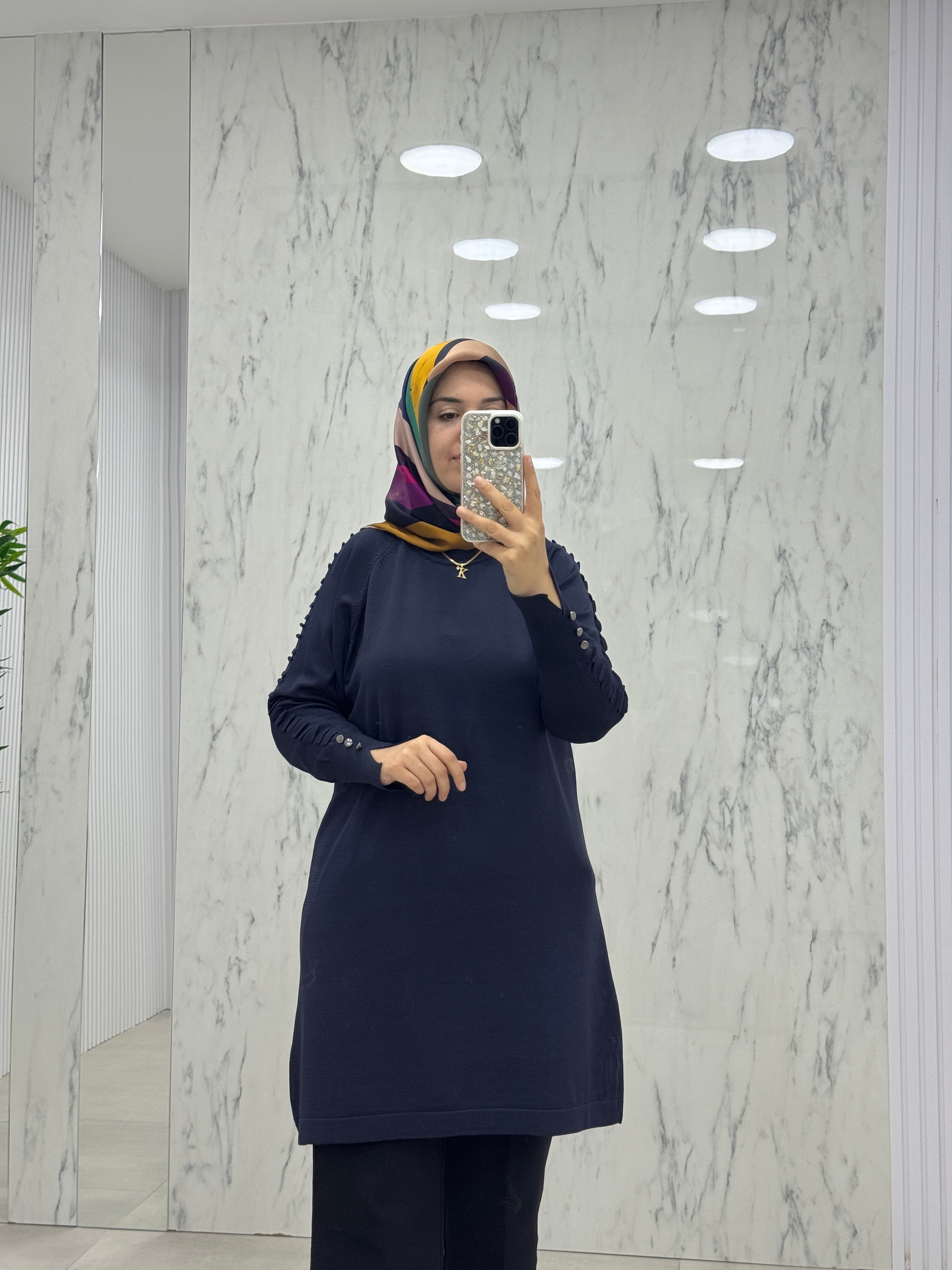 KADO KOLU GOFRALI DÜĞMELİ TRİKO TUNİK (2725006)