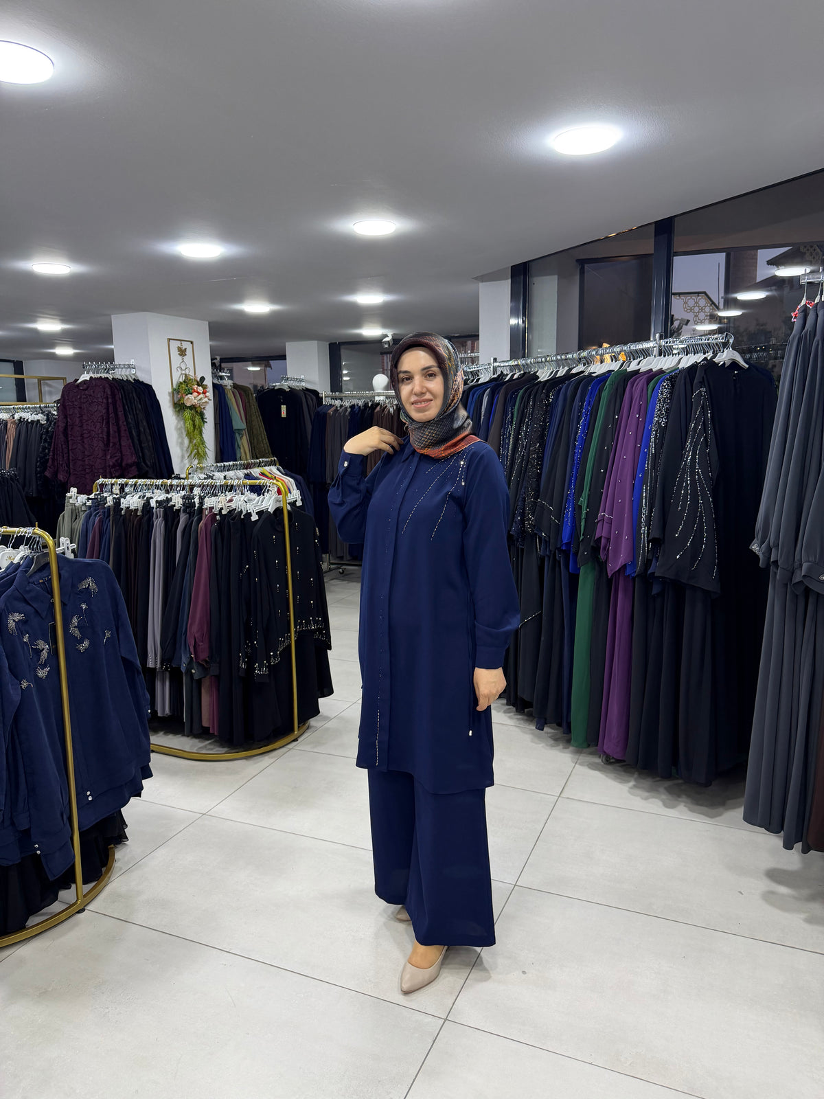 TRİPEN TAŞ DETAYLI PANTOLONLU TAKIM
