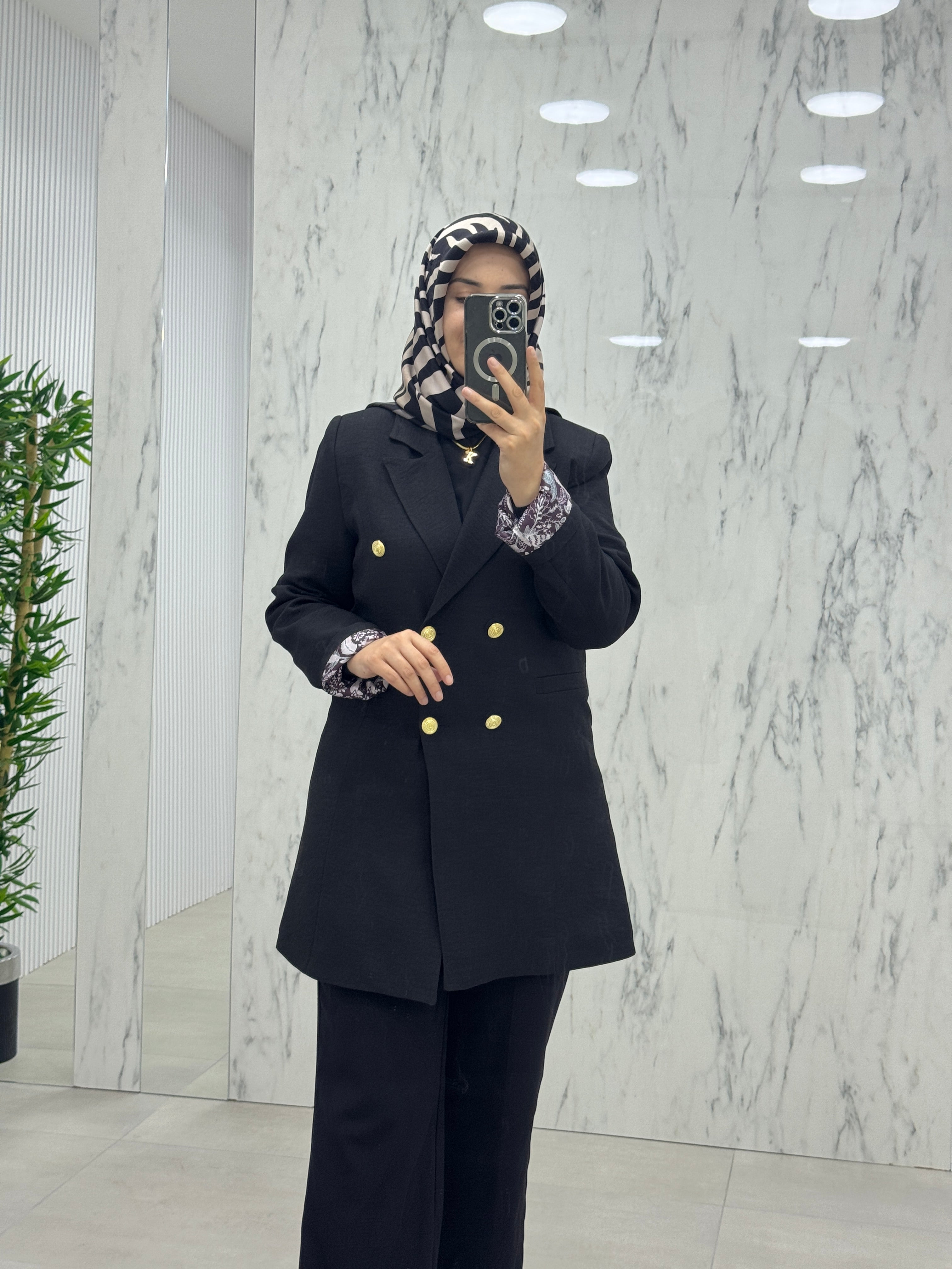 AYŞE AKAY ETNİK DESEN ASTARLI BLAZER CEKET