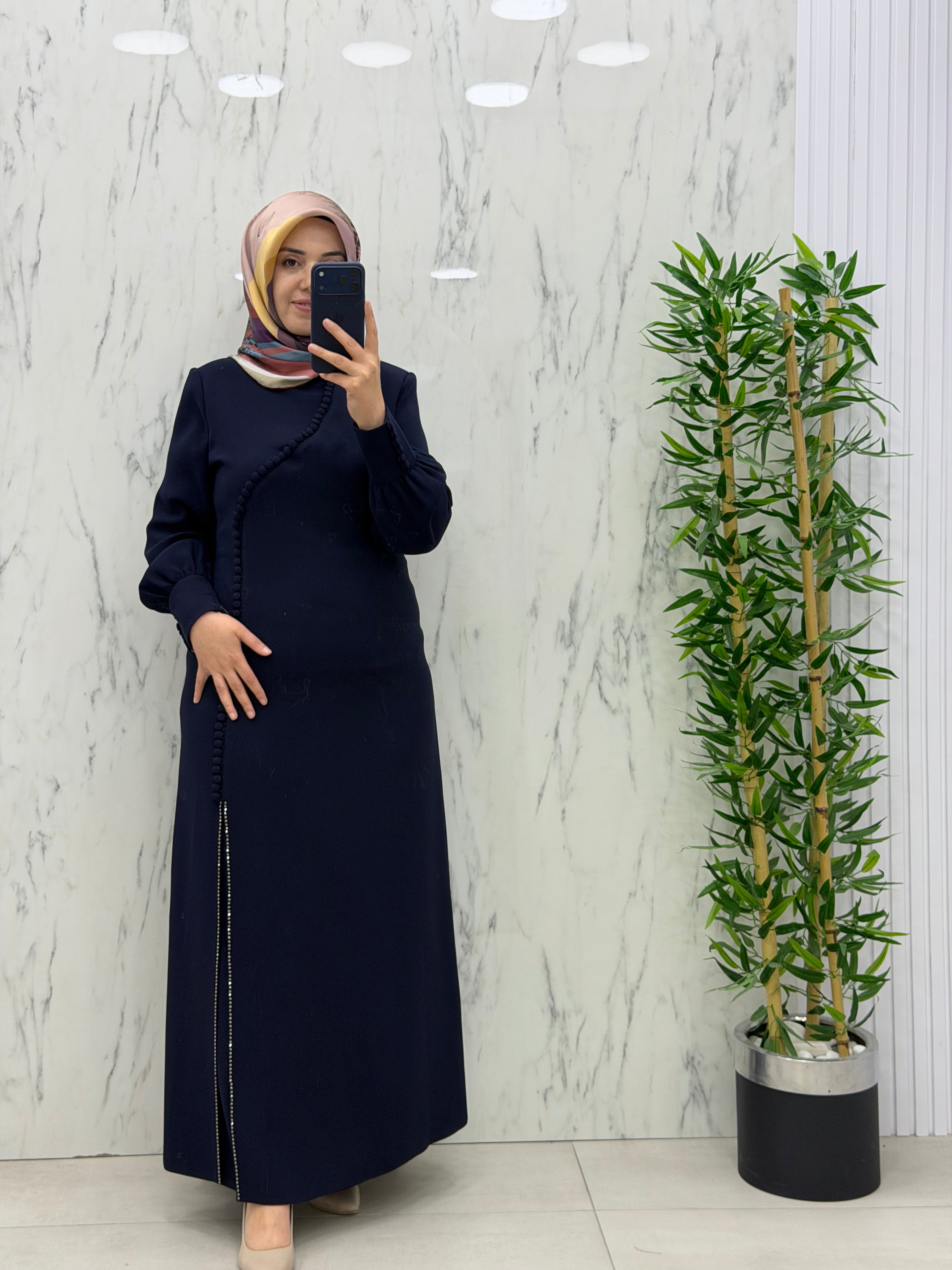 JUKİ MODA DÜĞME DETAYLI ELBİSE(3543)