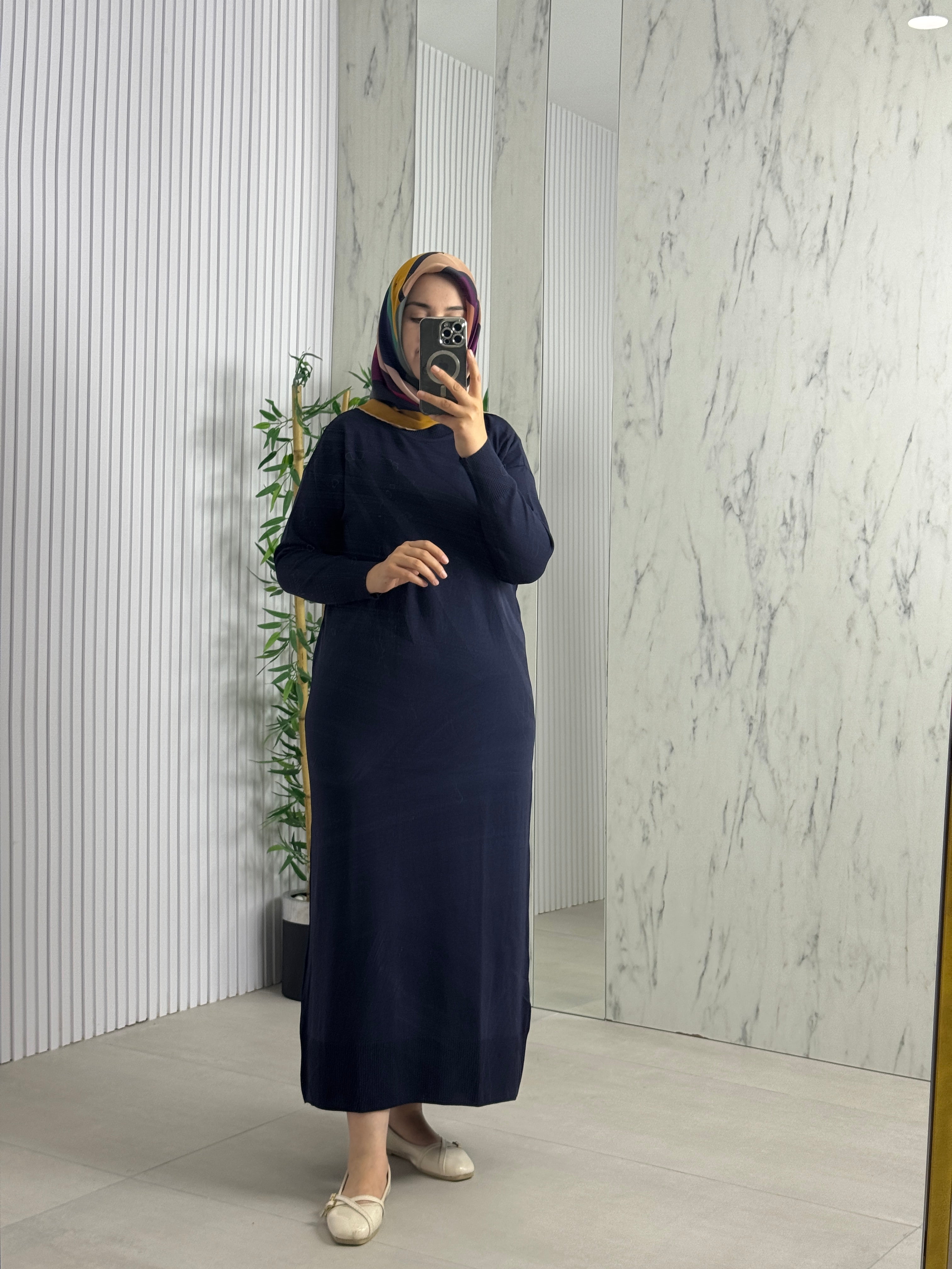 MELİH Kendinden Desenli Elbise (35021)