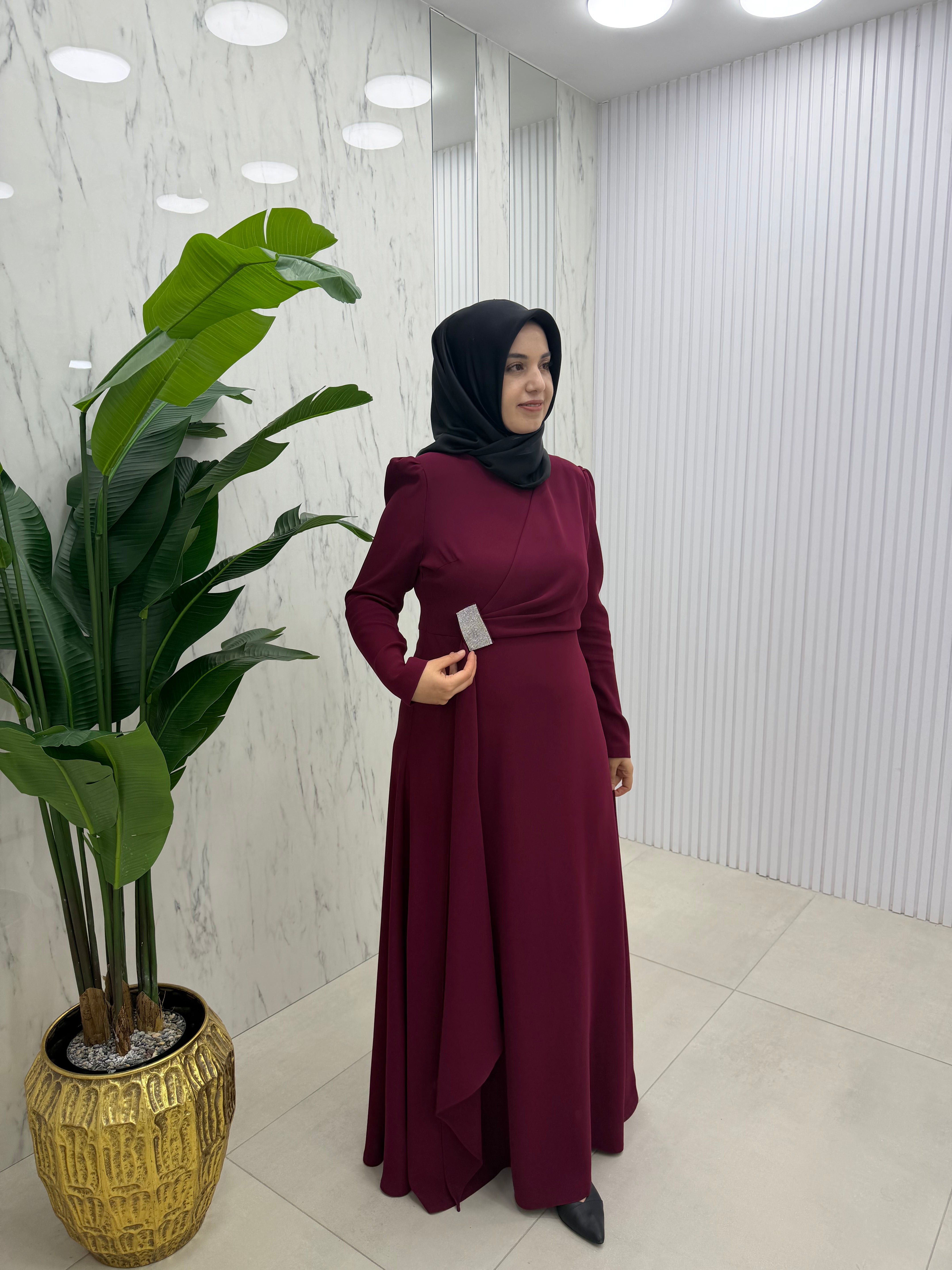 JUKİ MODA ÖNÜ DRAPELİ ELBİSE (5701)