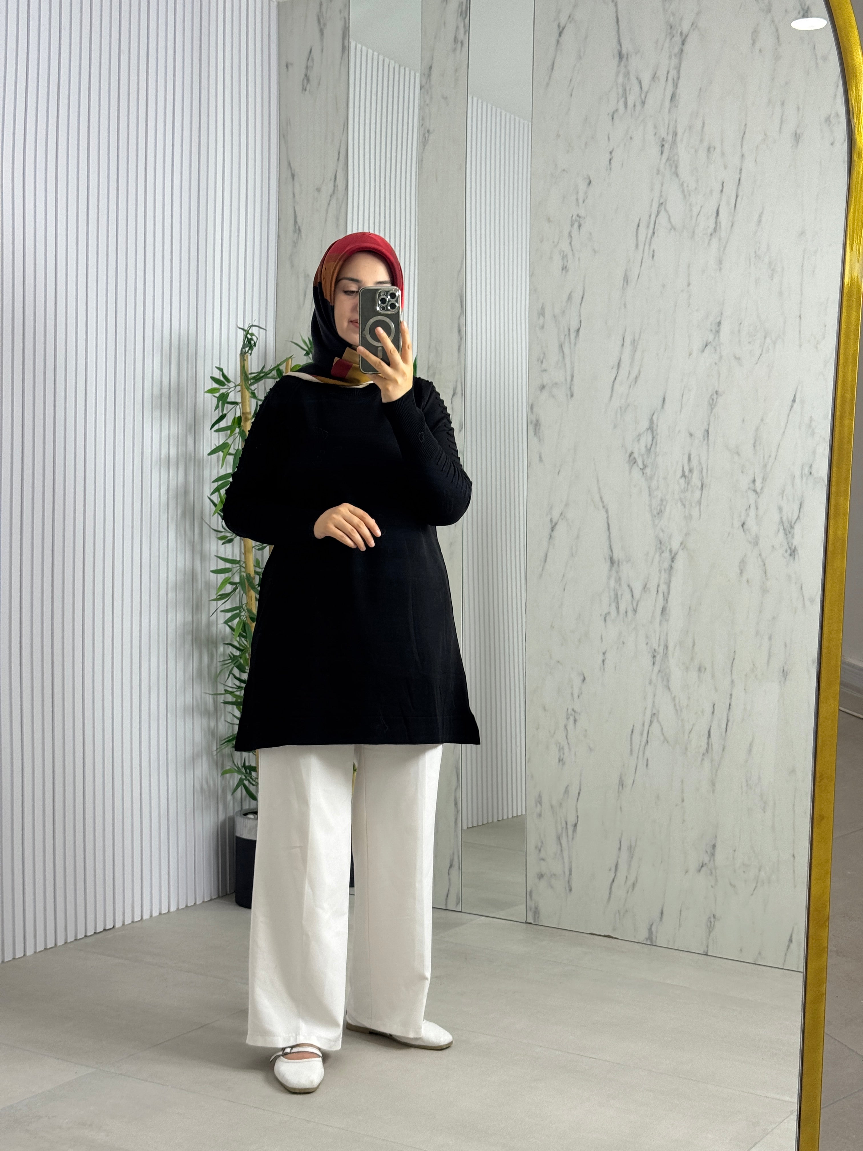 MELİH Kolları Gofralı Triko Tunik (5035)