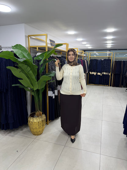 GAYE TAŞLI MERSERİZE BLUZ HIRKA