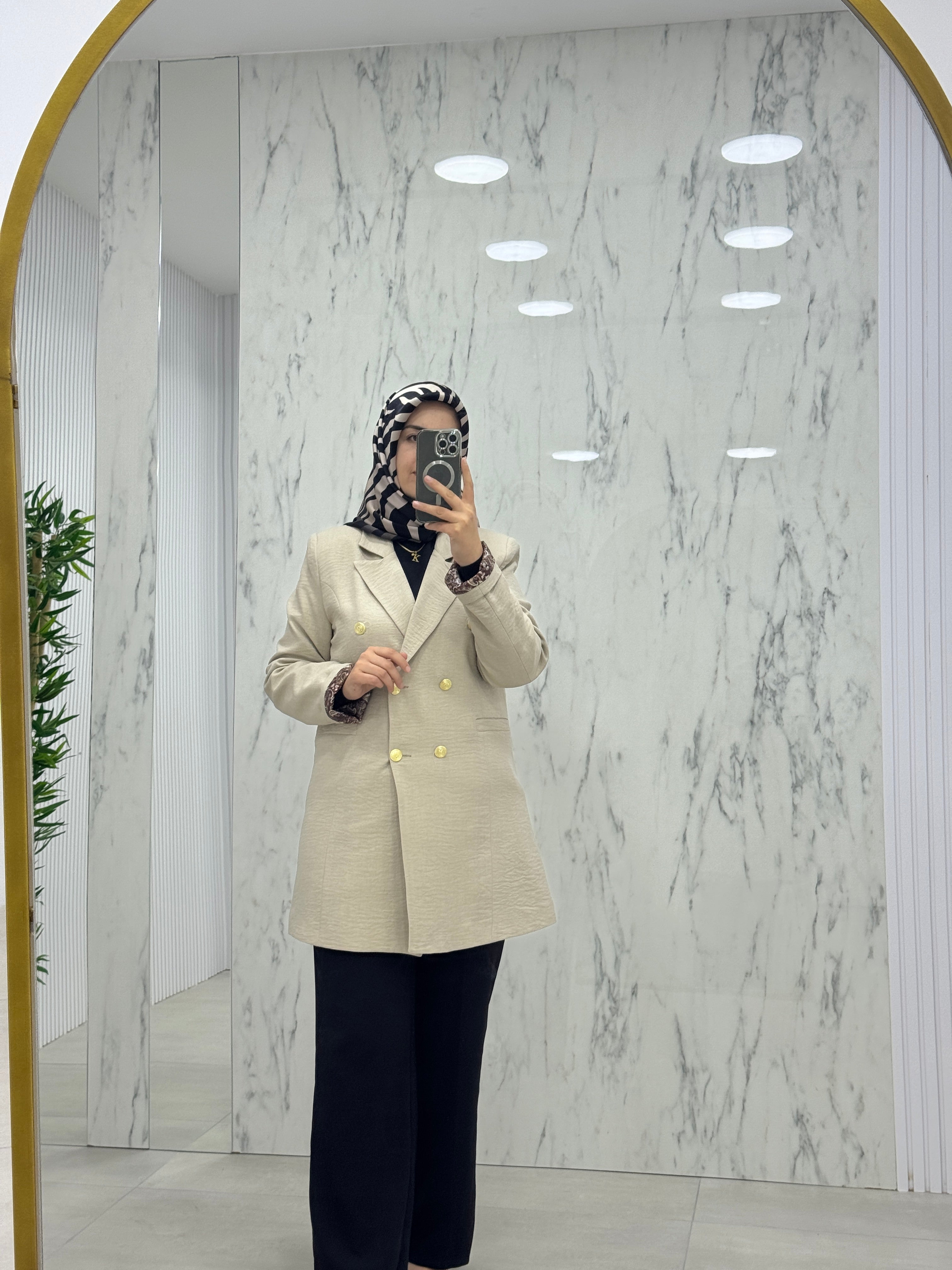 AYŞE AKAY ETNİK DESEN ASTARLI BLAZER CEKET