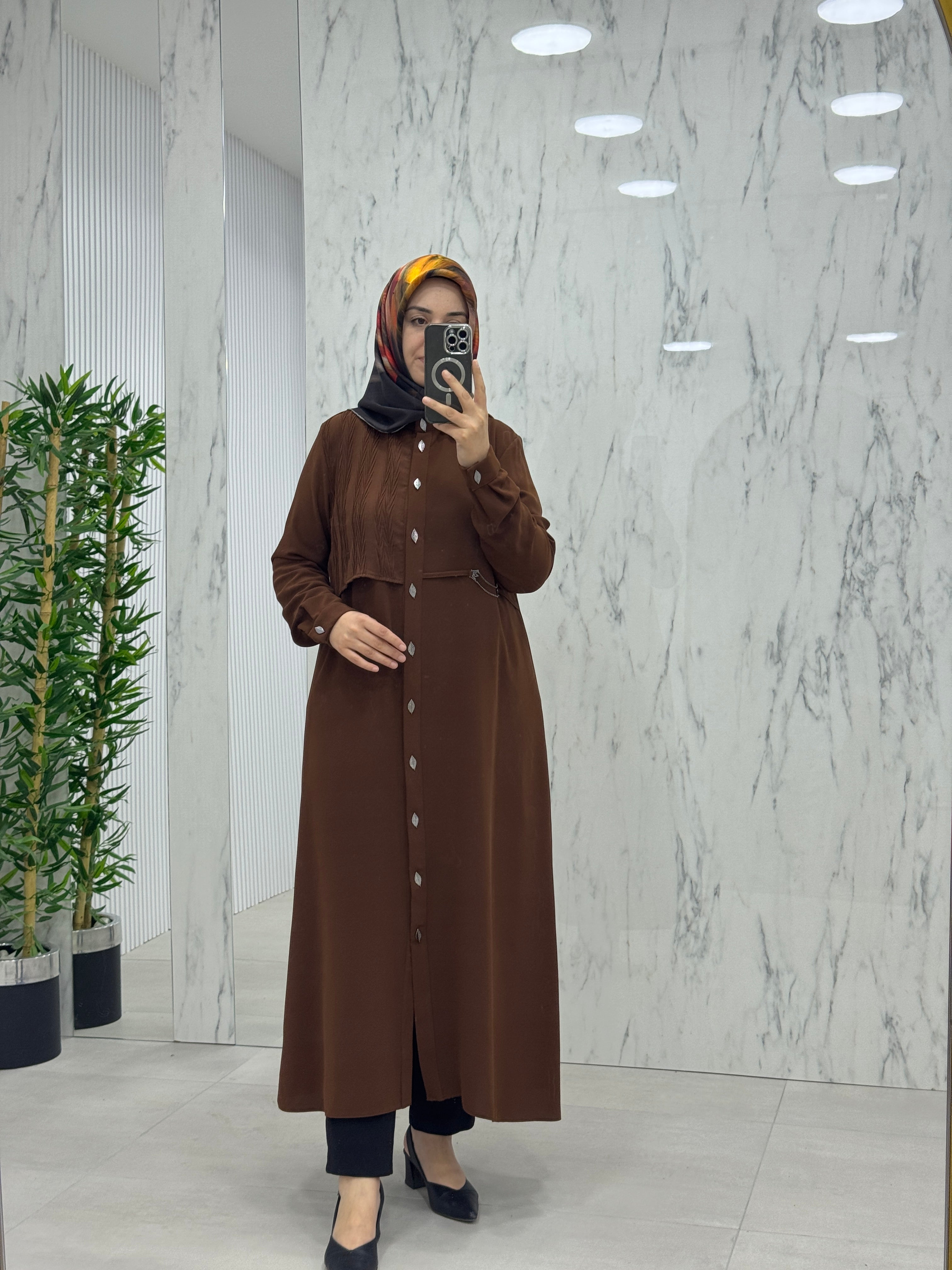 PERFECT YAPRAK DÜĞME DETAY TAMBOY TUNİK (25154)