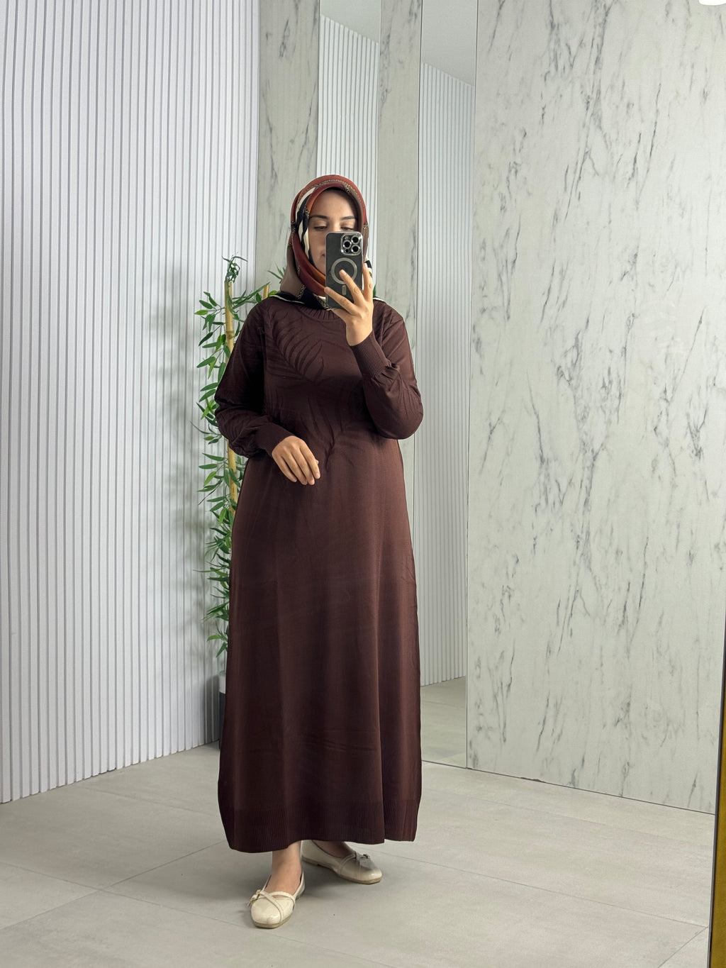 MELİH Yaprak Desenli Elbise (35258)