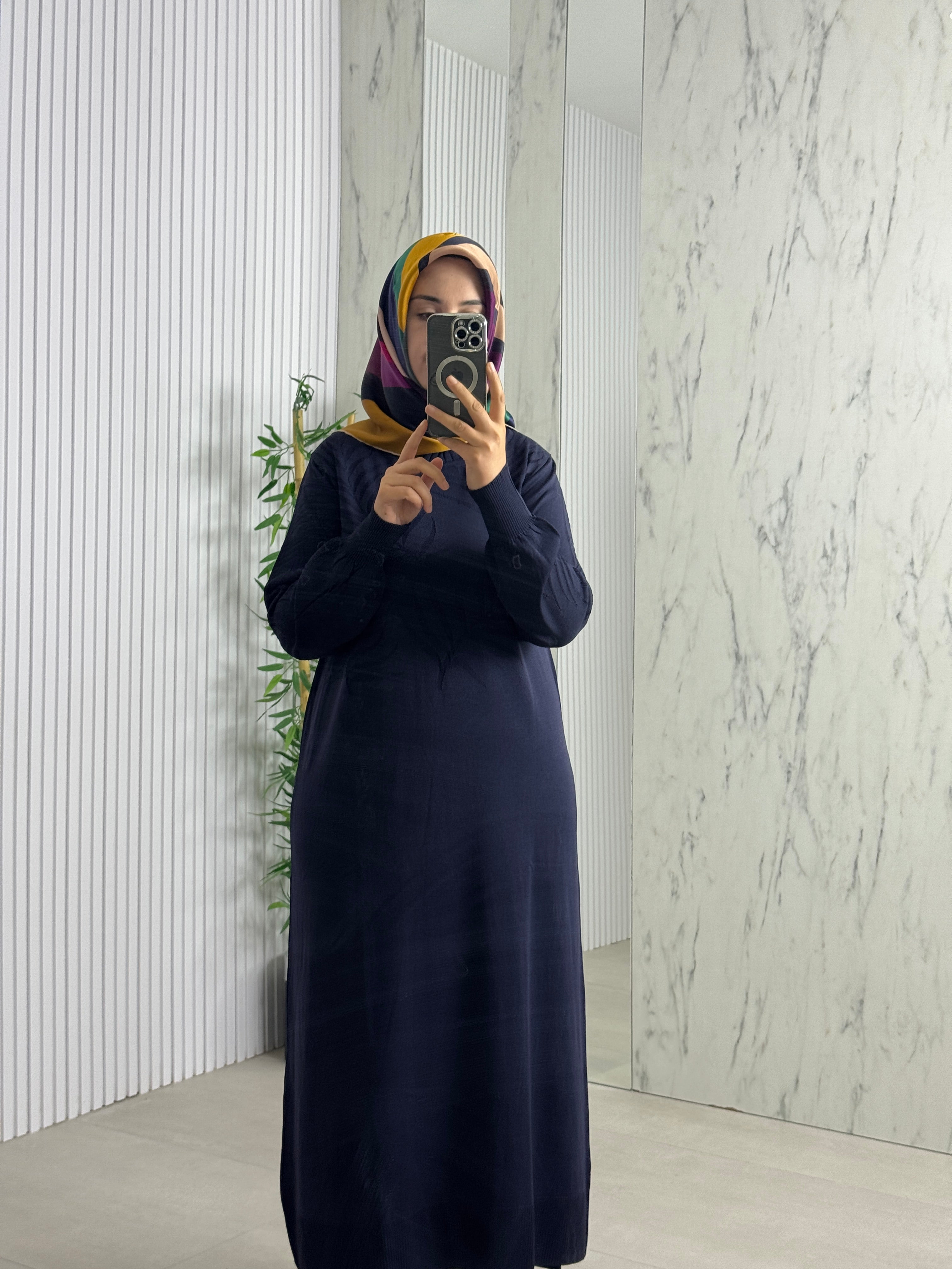 MELİH Yaprak Desenli Elbise (35258)