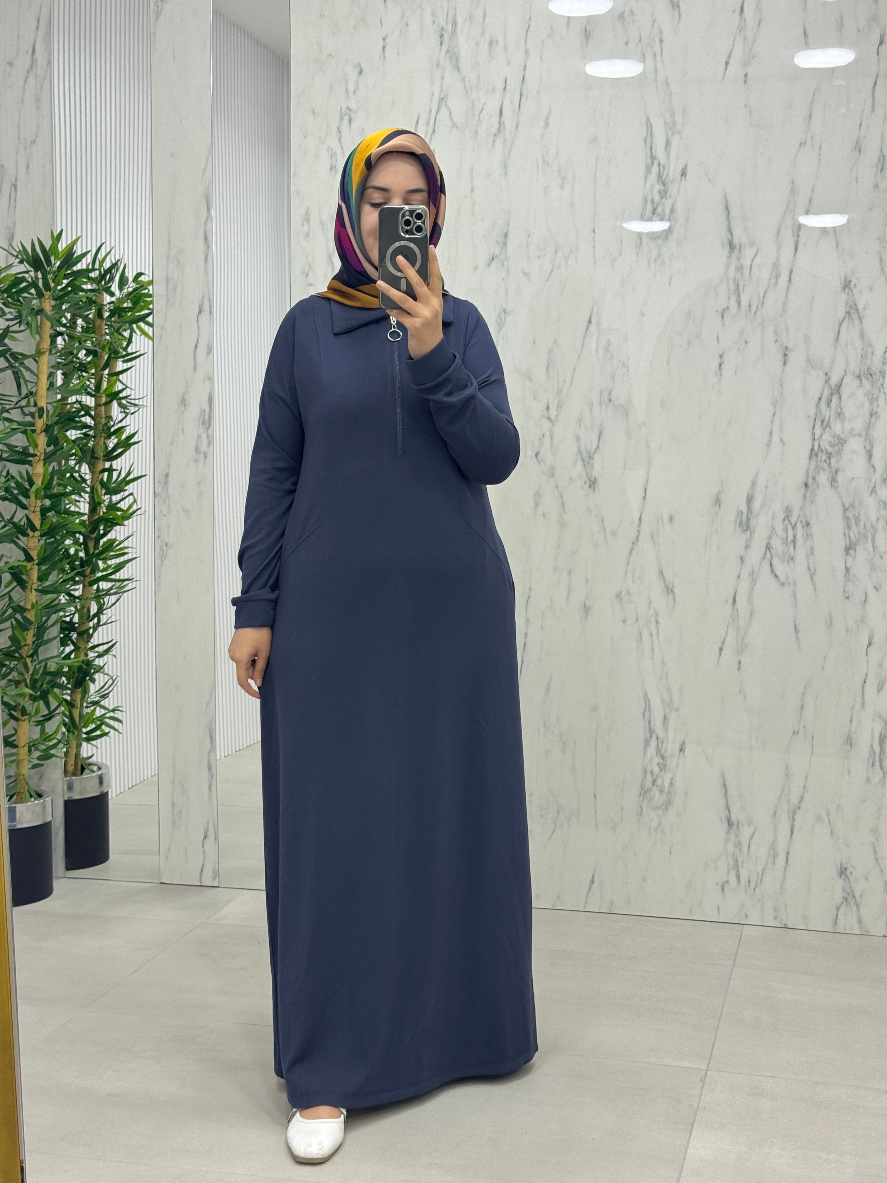 KADO GÖMLEK YAKA FERMUAR DETAY CEPLİ ELBİSE (257584)