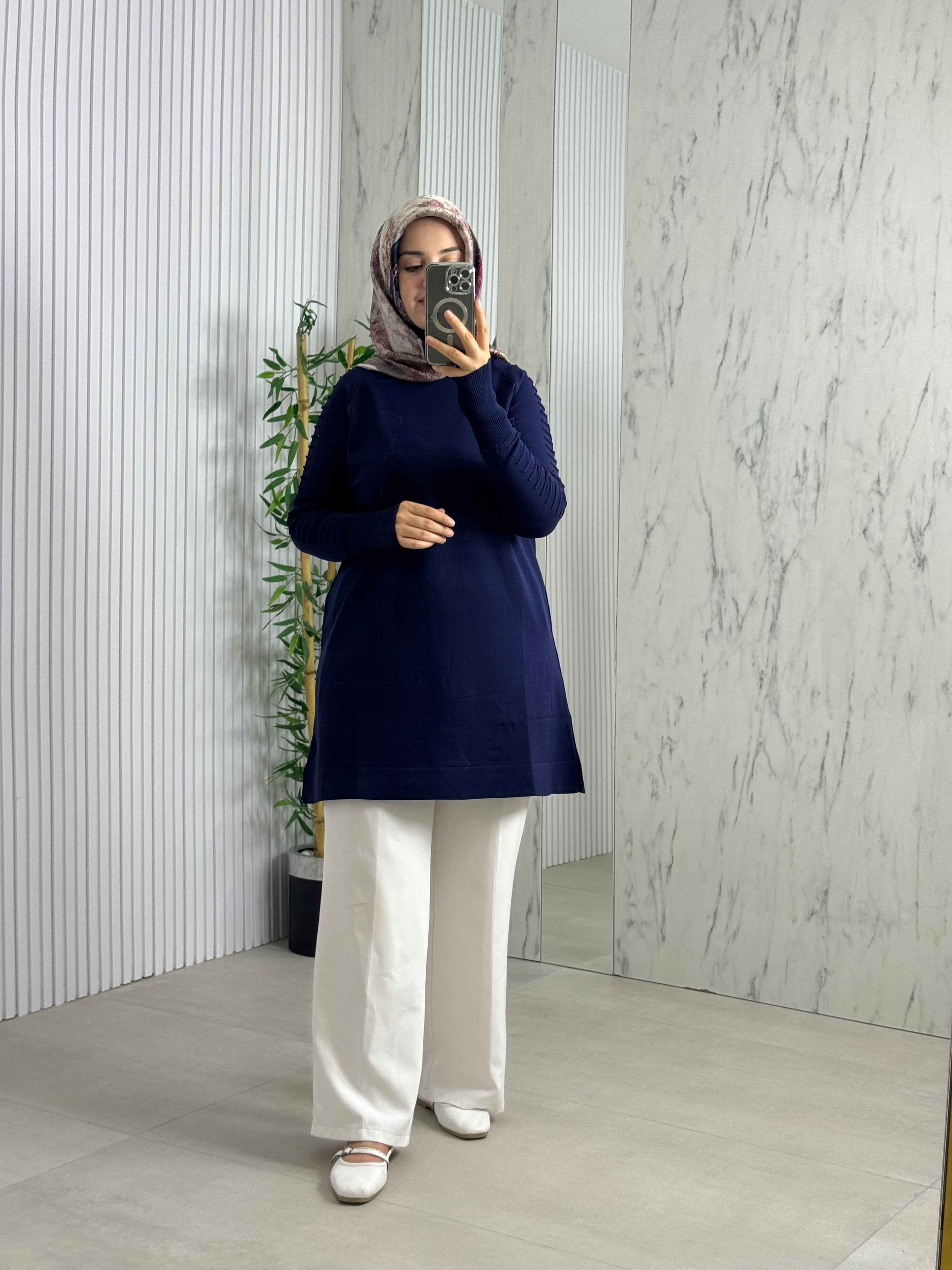 MELİH Kolları Gofralı Triko Tunik (5035)