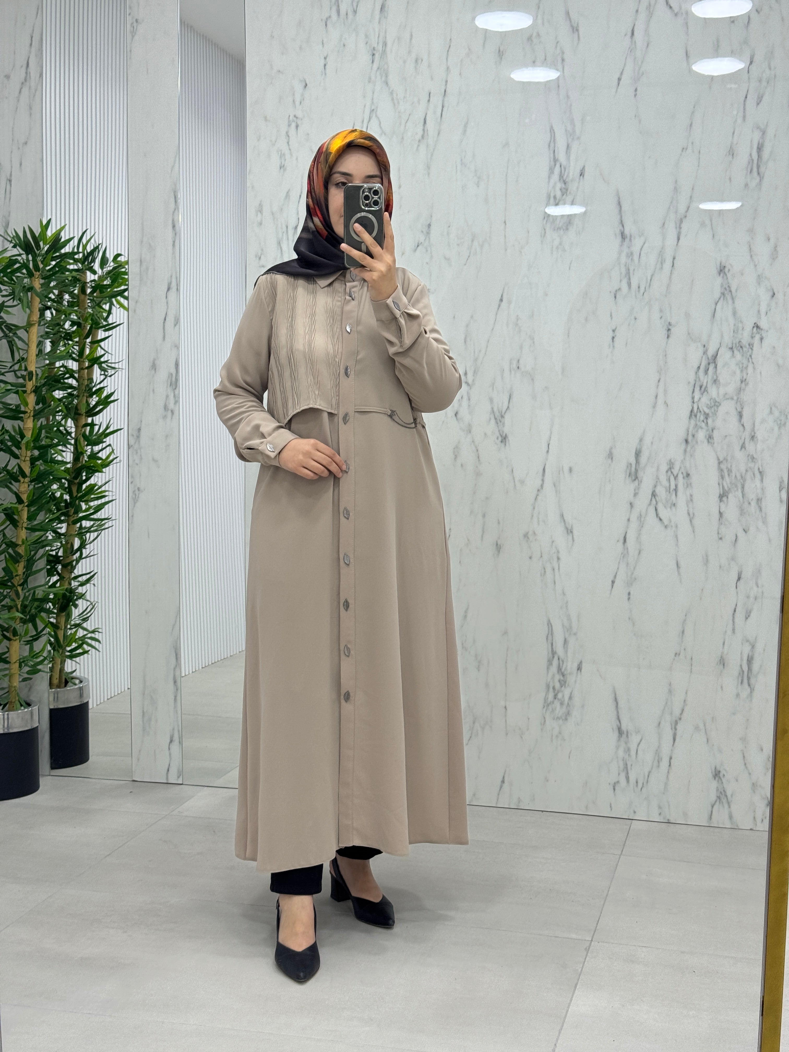 PERFECT YAPRAK DÜĞME DETAY TAMBOY TUNİK (25154)