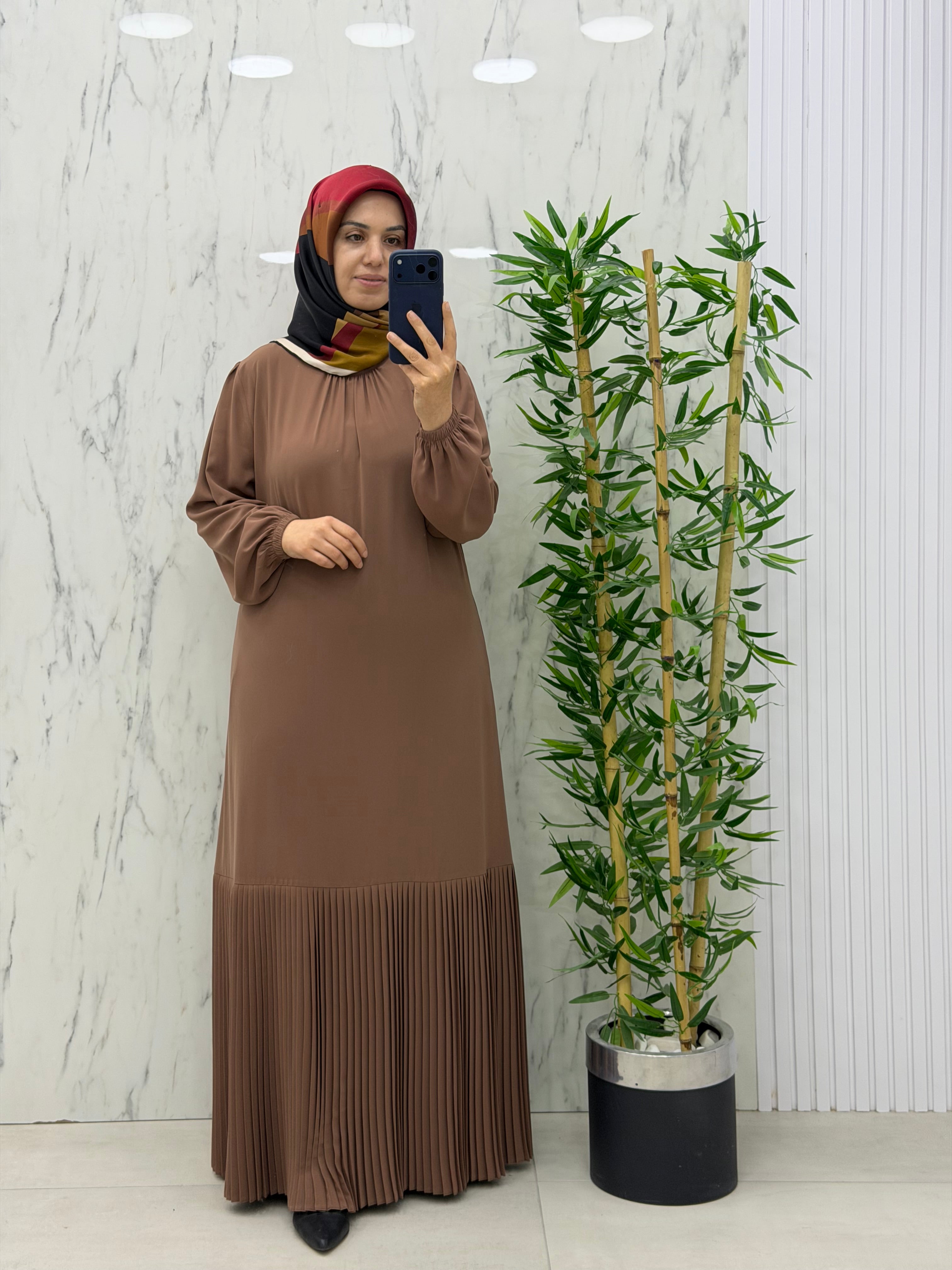 MUSAB ETEK UCU PİLELİ ELBİSE(8627)