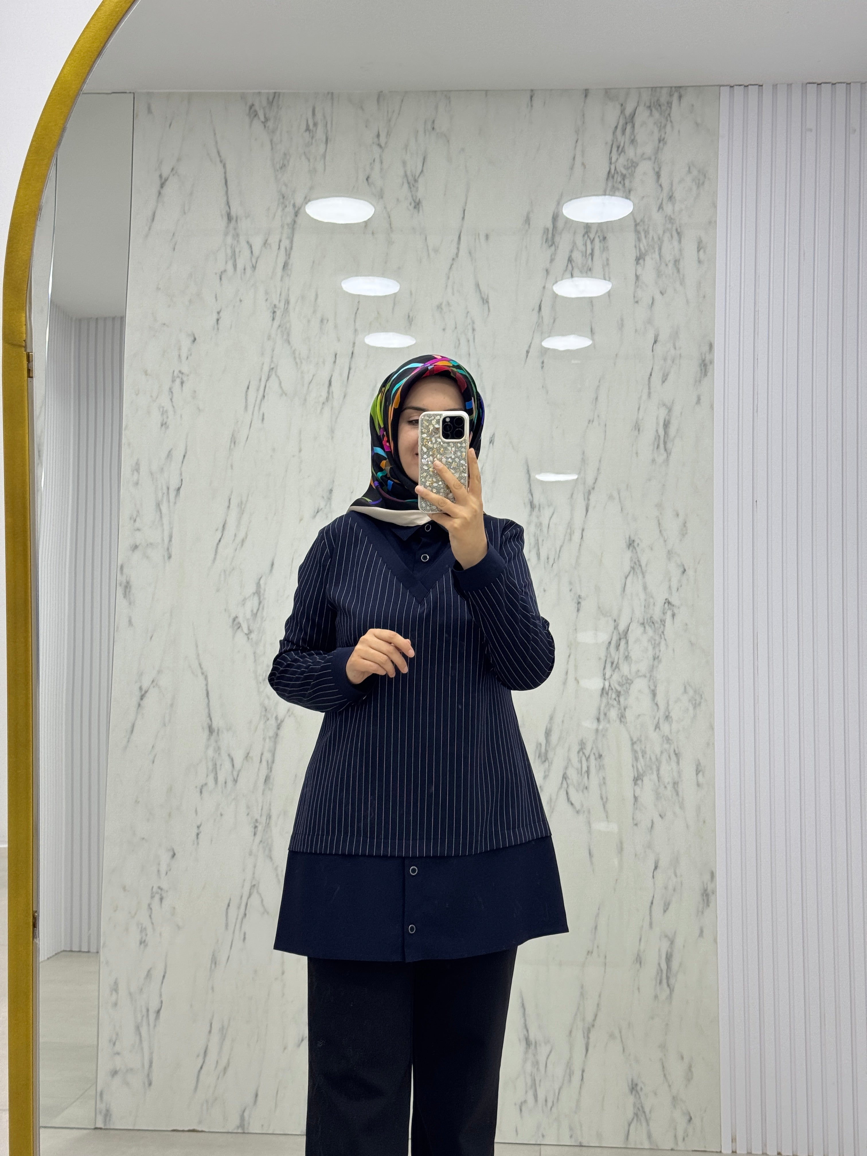 QETEN ÇİZGİLİ GARNİLİ TUNİK (2927)