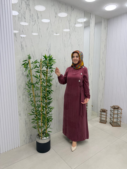 ALESYA YANDAN BAĞLAMALI TAŞ DETAYLI CUPRA ELBİSE (5227)