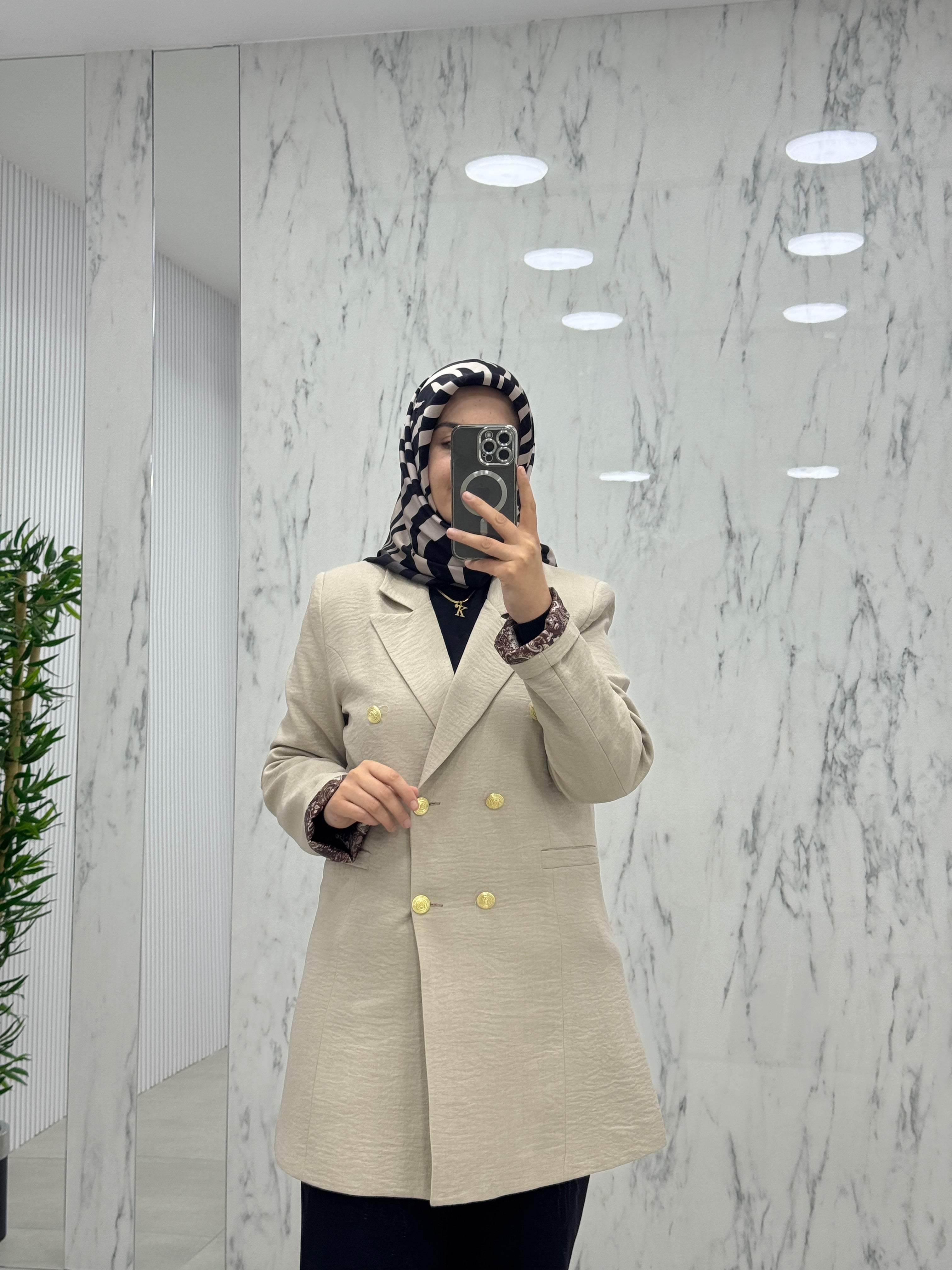 AYŞE AKAY ETNİK DESEN ASTARLI BLAZER CEKET