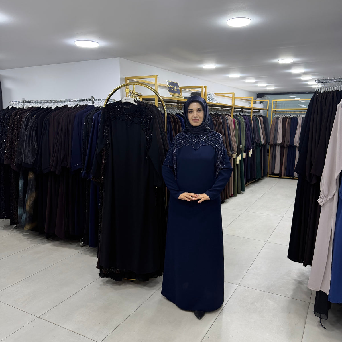 OMUZ DETAYLI ELBİSE 3514