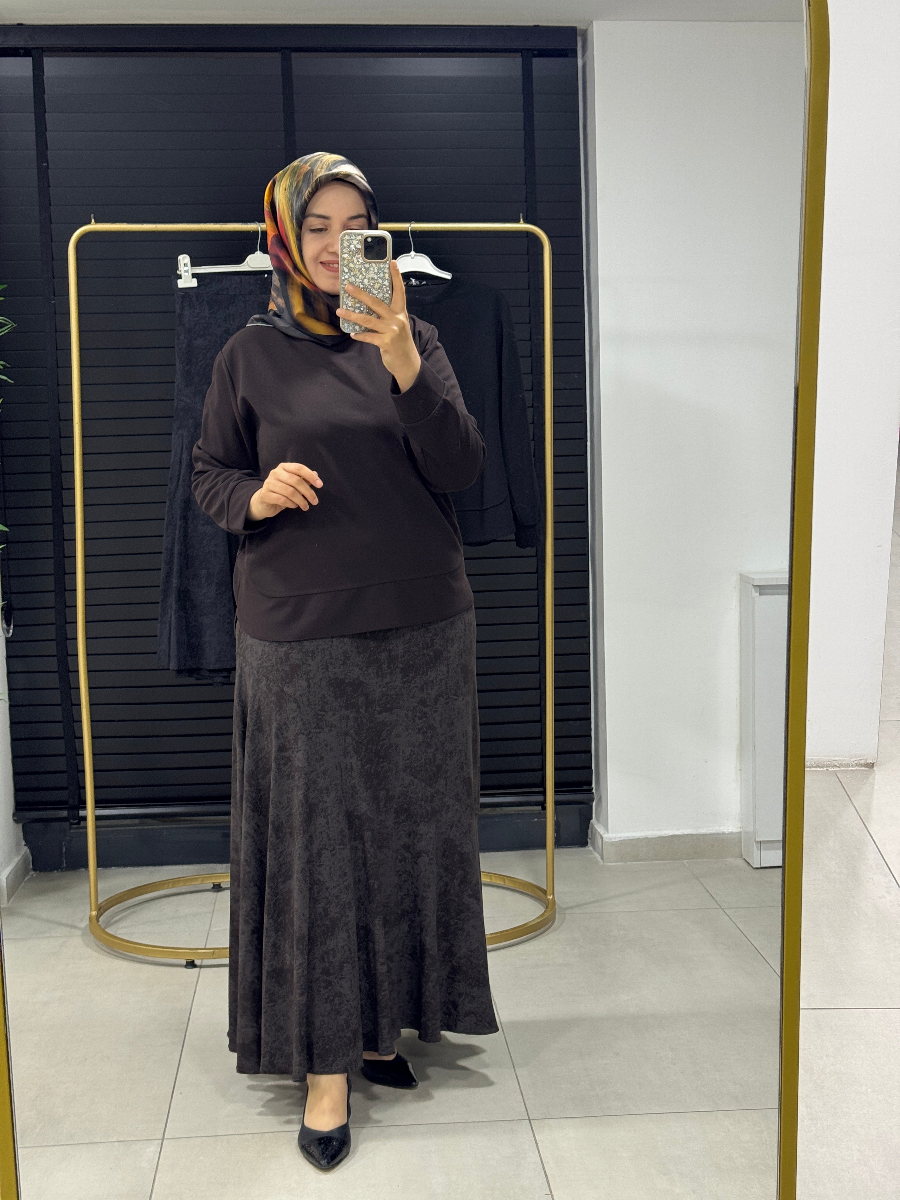 KÜBRA VOLANLI DESENLİ ETEK