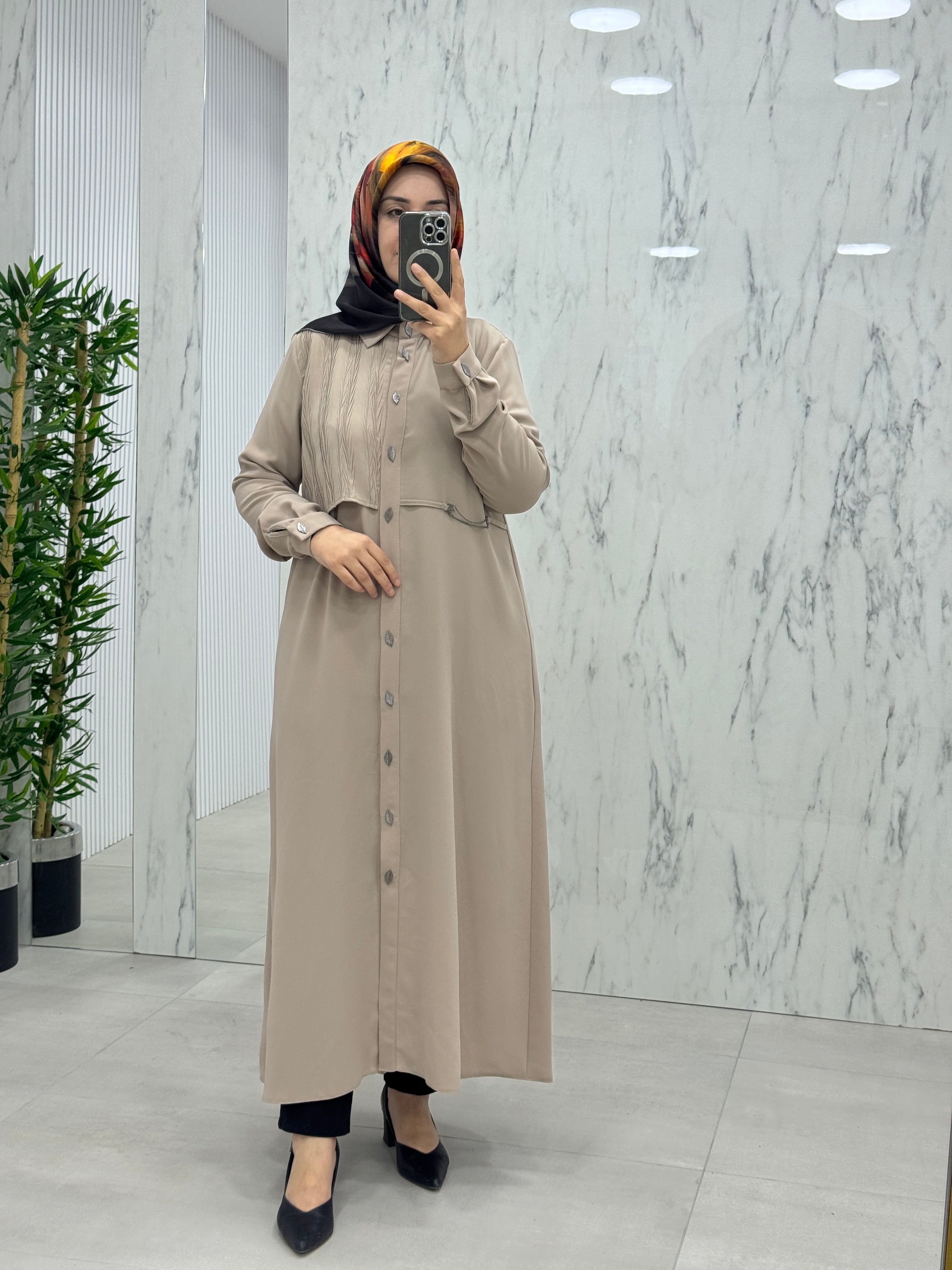 PERFECT YAPRAK DÜĞME DETAY TAMBOY TUNİK (25154)