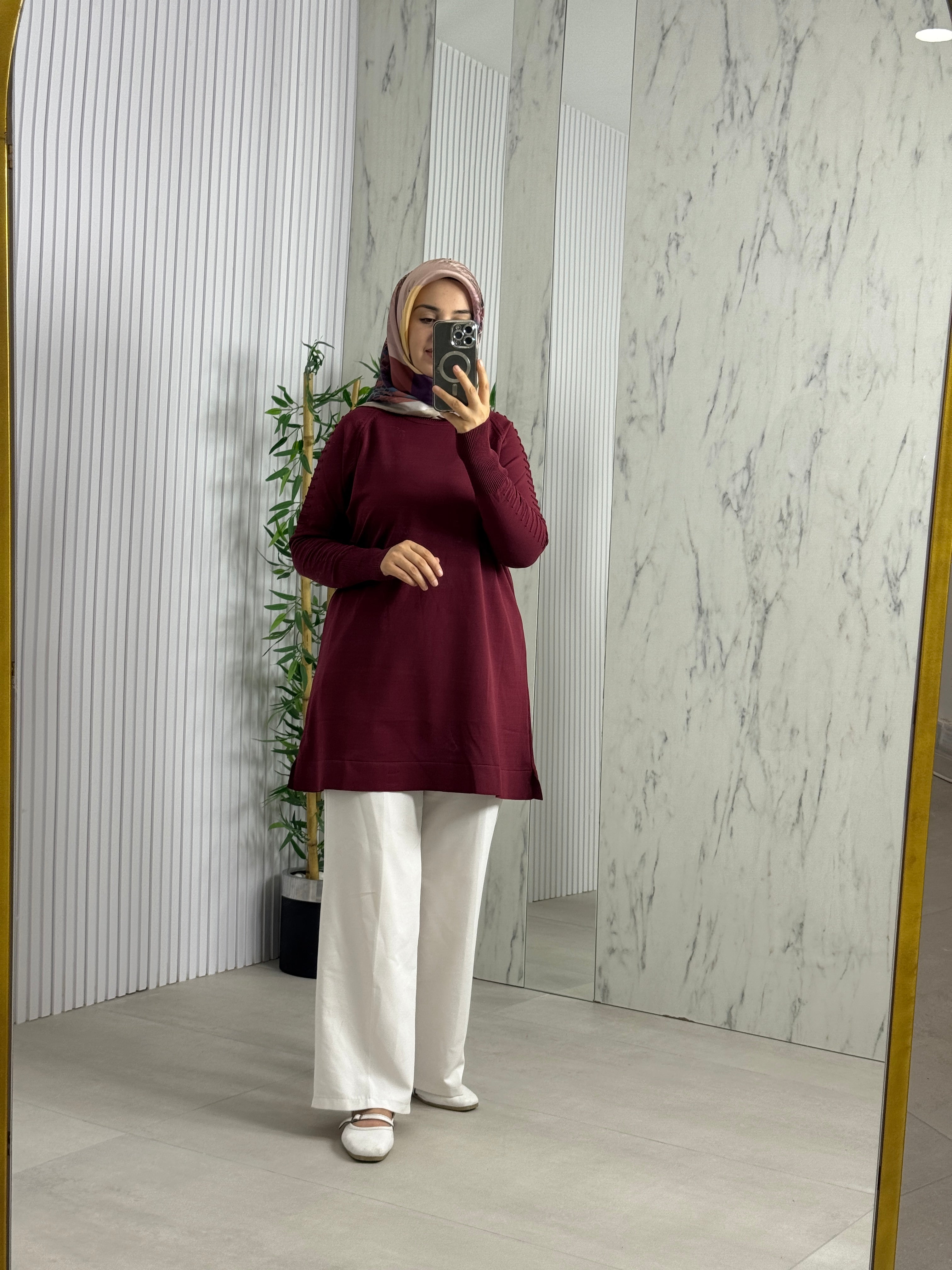 MELİH Kolları Gofralı Triko Tunik (5035)