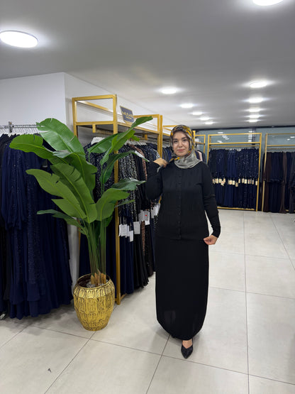 GAYE TAŞLI MERSERİZE BLUZ HIRKA