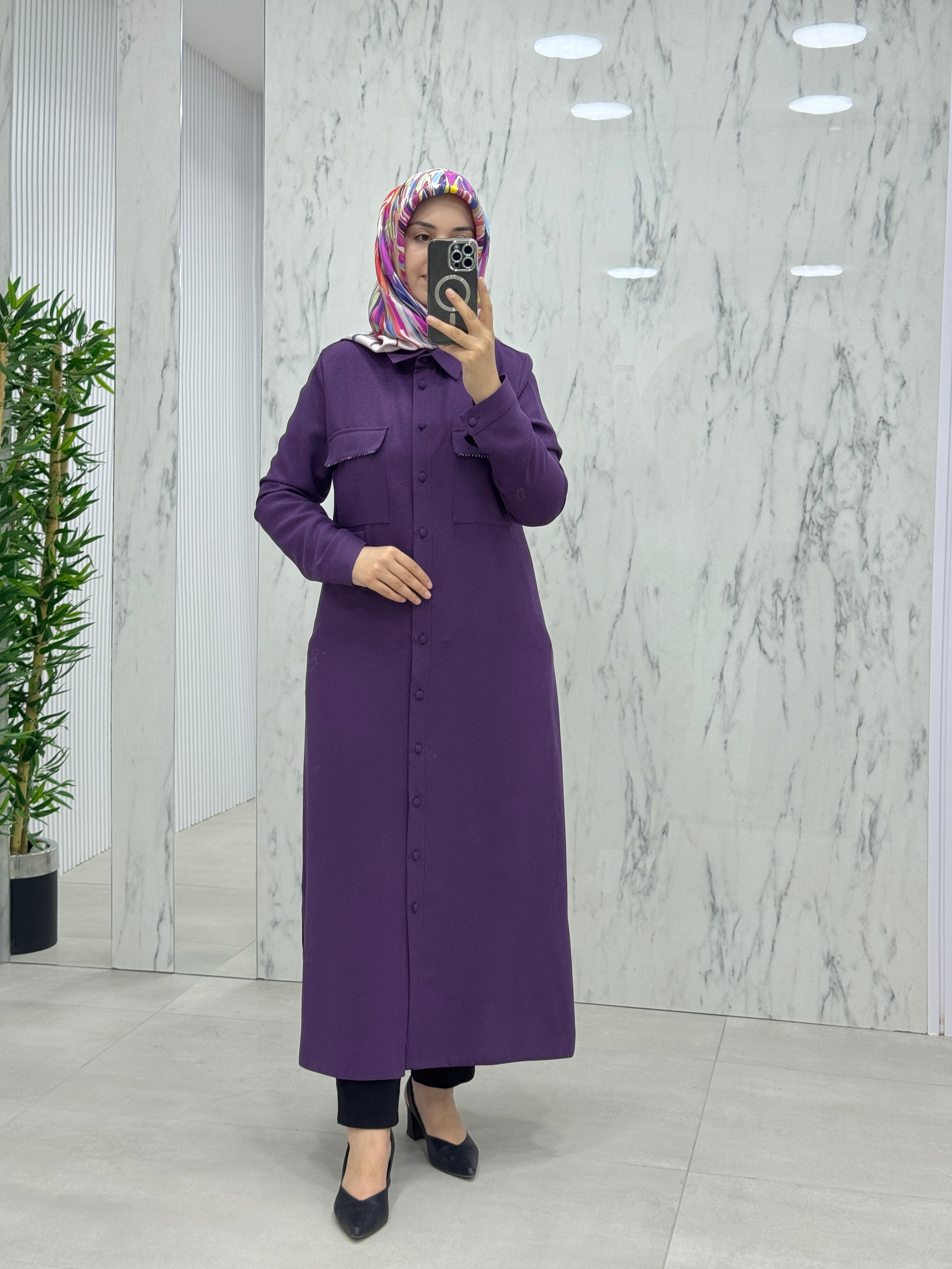 QETEN SİMLİ TAŞLI CEP DETAY GİYÇIK (4905)