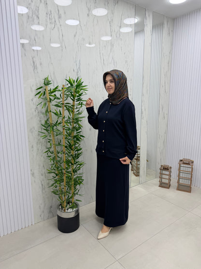 AYŞE AKAY MODAL DÜĞME DETAYLI ETEKLİ TAKIM(4004)