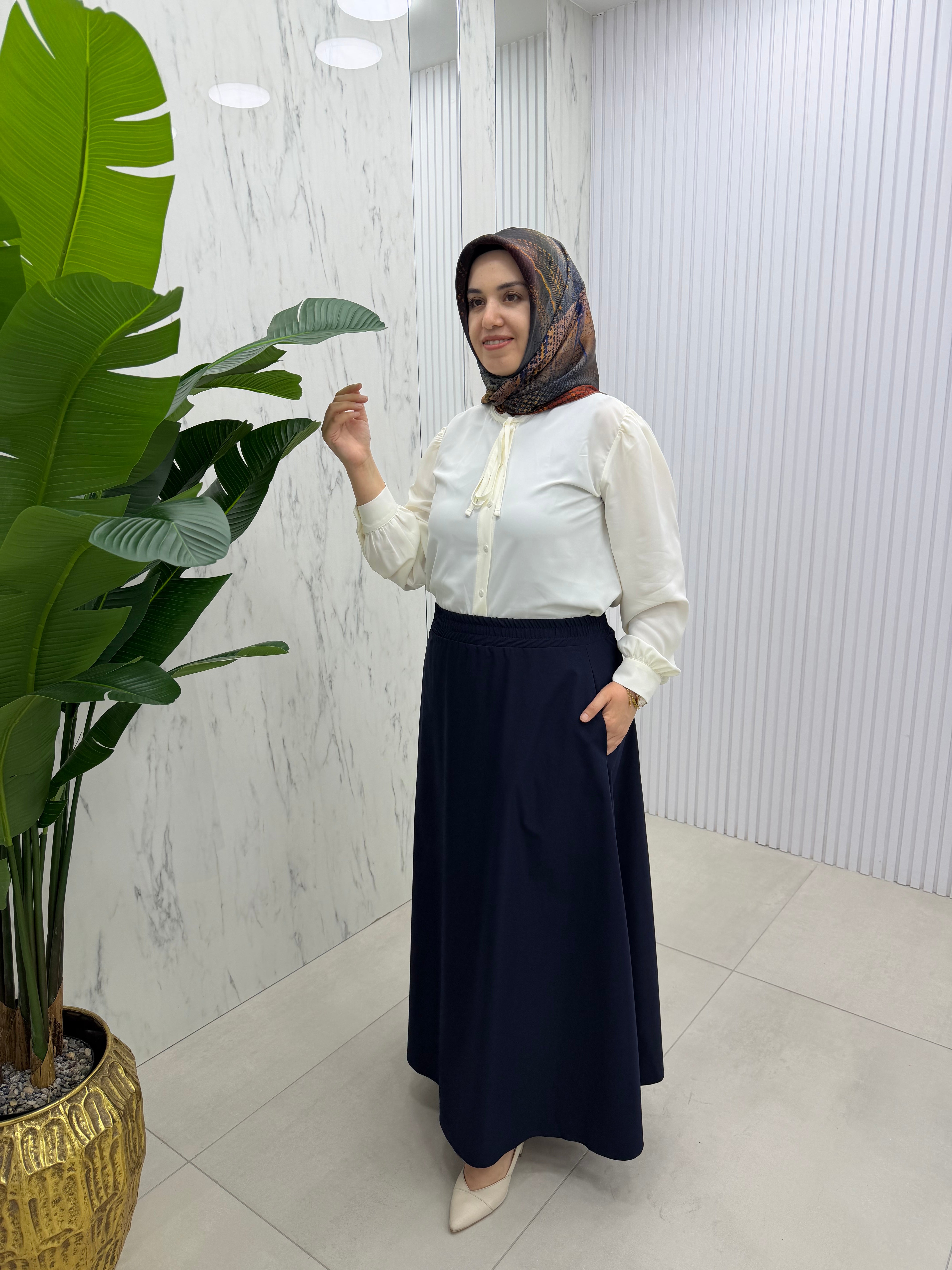 ALESYA CEPLİ BELİ LASTİKLİ ETEK