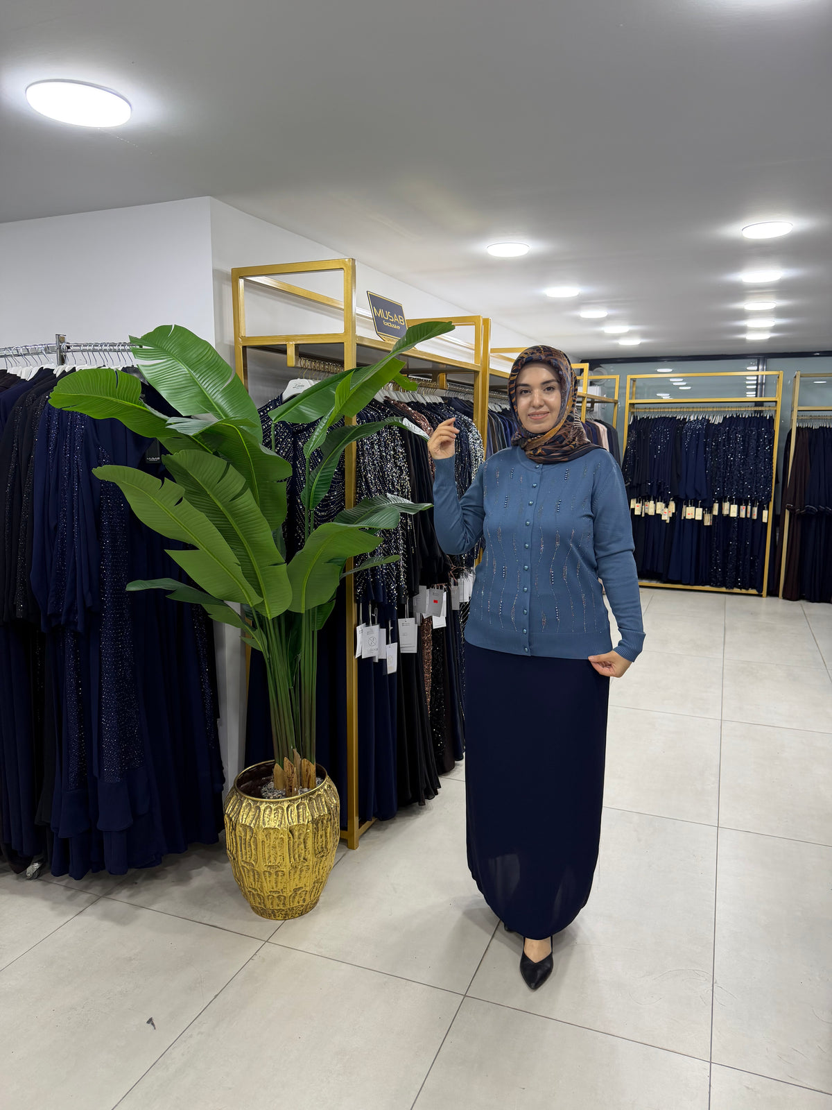 GAYE TAŞLI MERSERİZE BLUZ HIRKA
