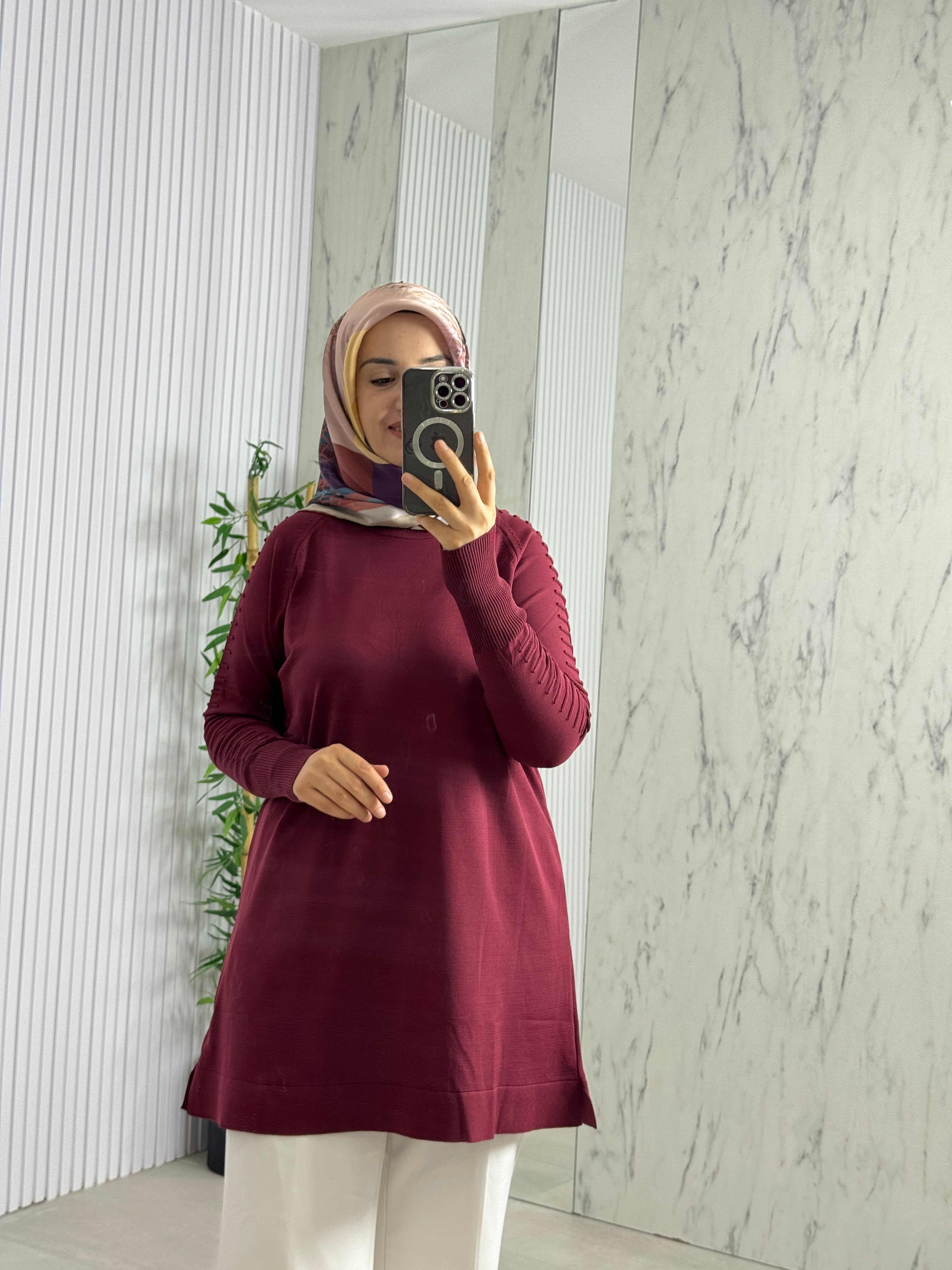 MELİH Kolları Gofralı Triko Tunik (5035)