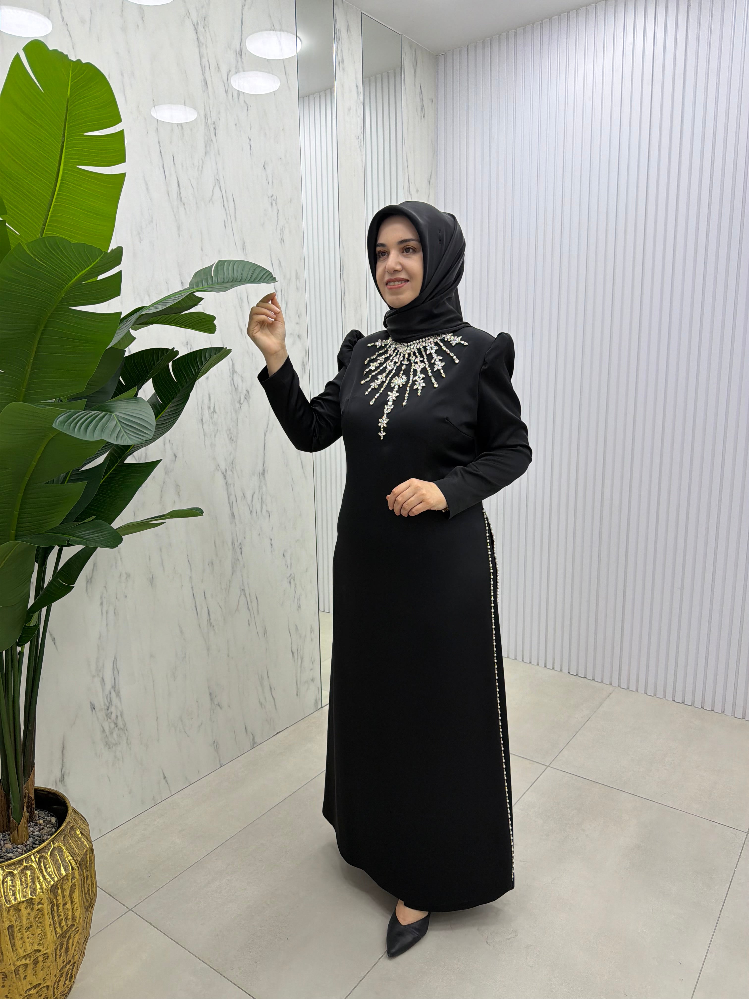 JUKİ MODA ÖN VE YAN DETAYLI ELBİSE