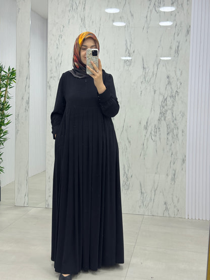 MUSAB YAKA FERMUAR DETAY FERACE ELBİSE (8612)