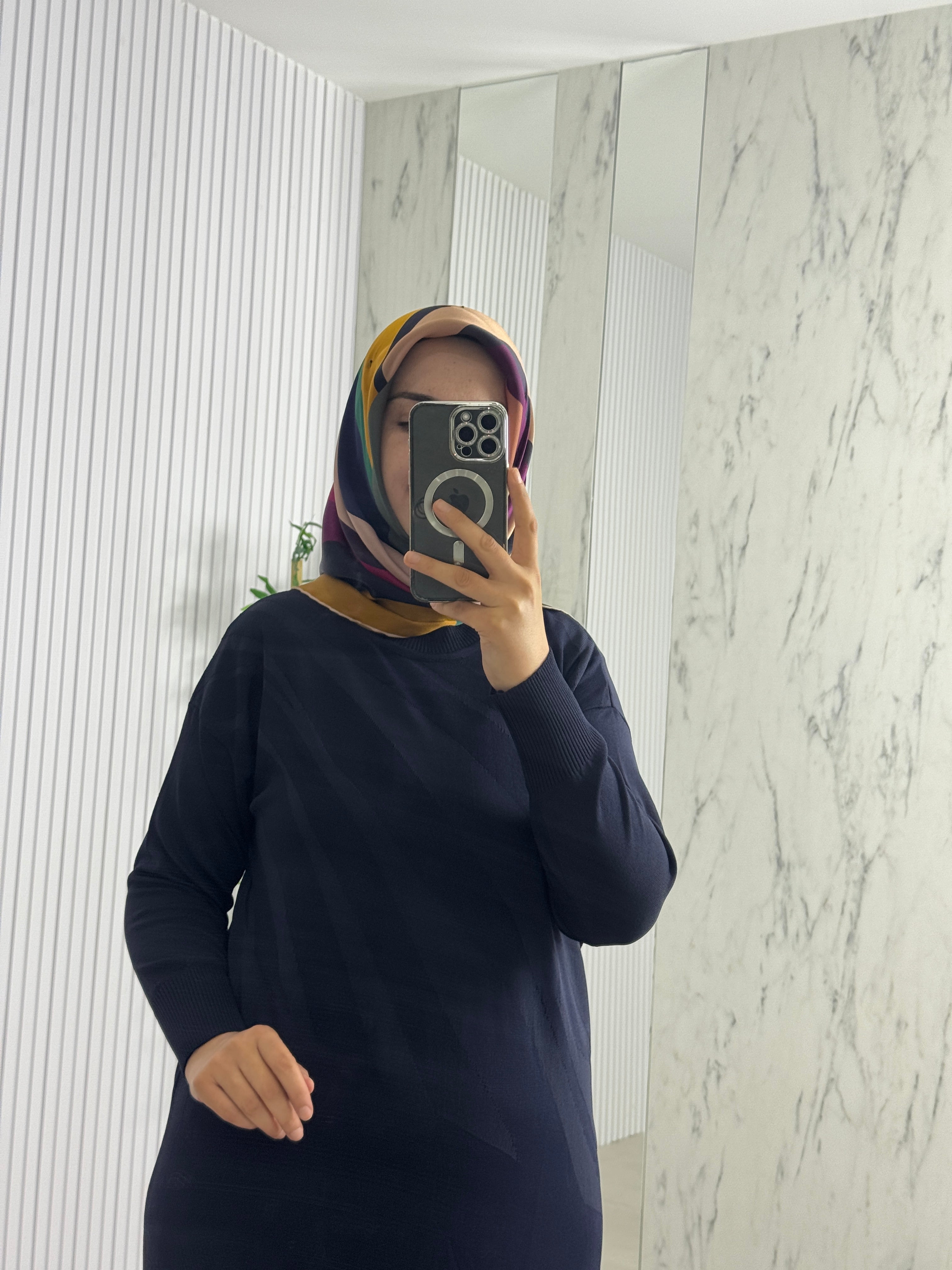 MELİH Kendinden Desenli Elbise (35021)
