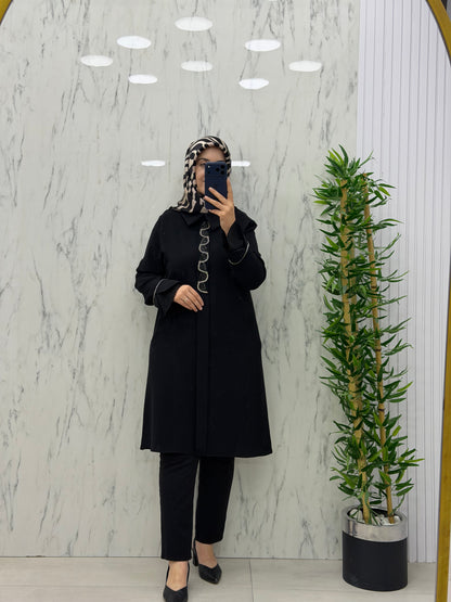 MODA İLDEM KOL VE YAKA DETAYLI TUNİK(2111)