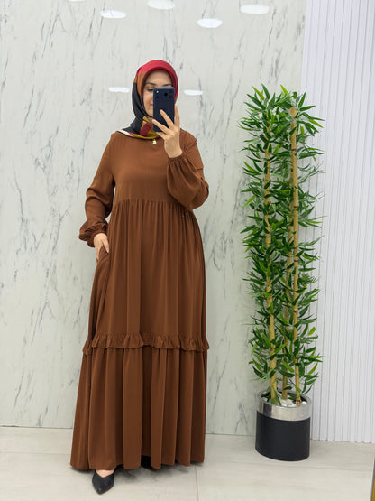 MUSAB  FIRFIR GEÇİŞLİ ELBİSE(8616)