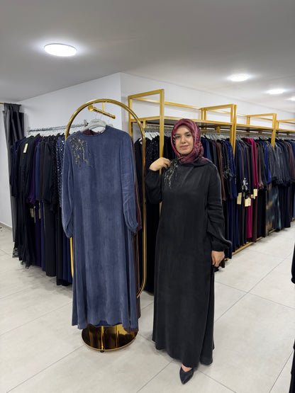 İPEK KUPRA OMUZ DETAYLI ELBİSE