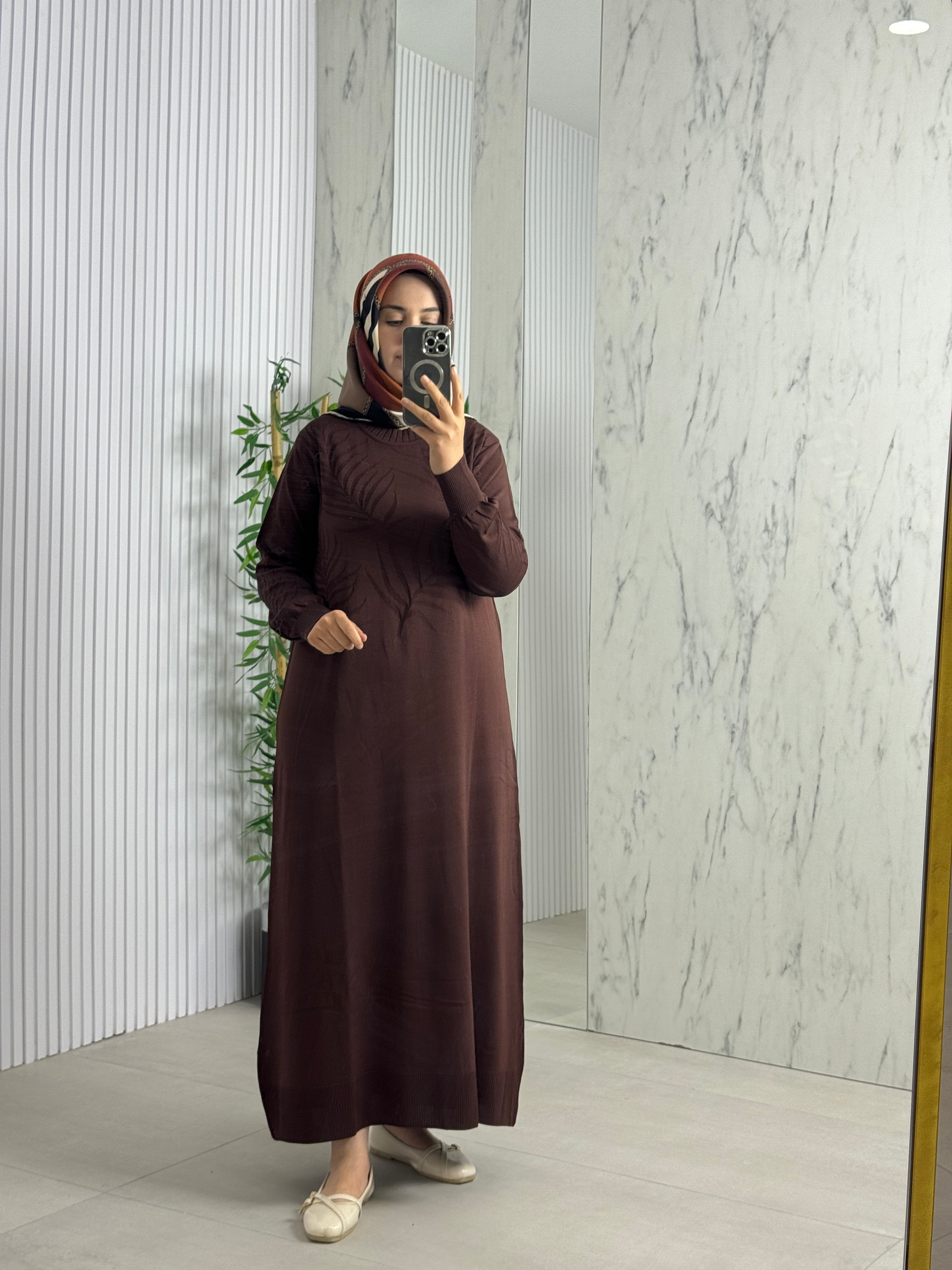 MELİH Yaprak Desenli Elbise (35258)