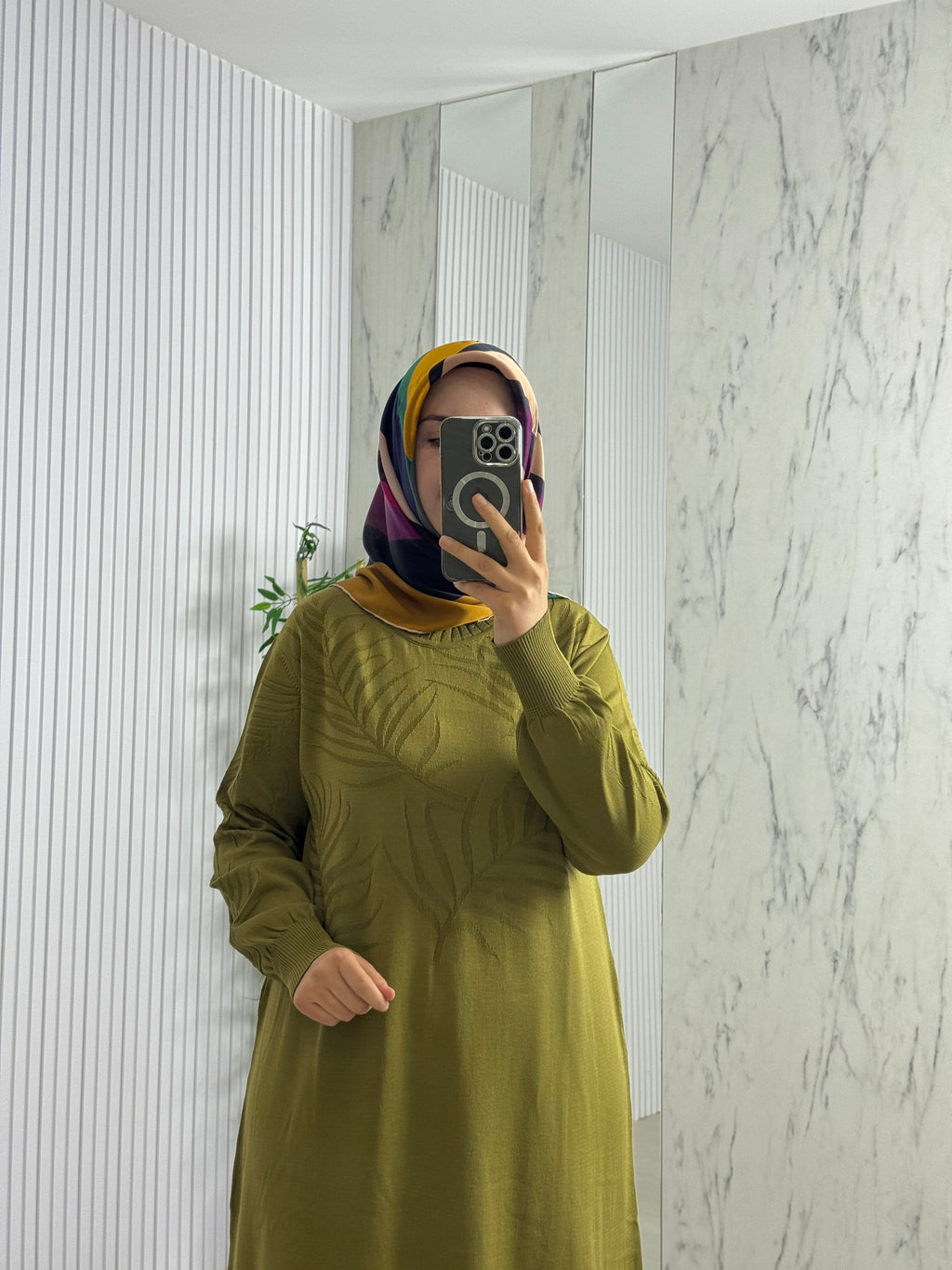 MELİH Yaprak Desenli Elbise (35258)