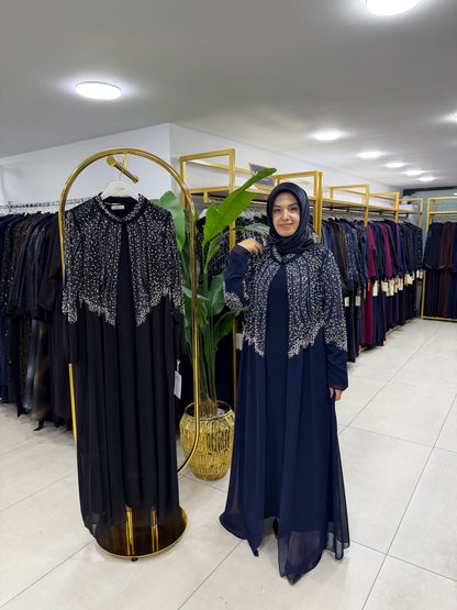 BEYOĞLU TAŞ İŞLEMELİ ŞİFON ABAYA