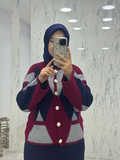 KÜBRA BAKLAVA DESENLİ HIRKA