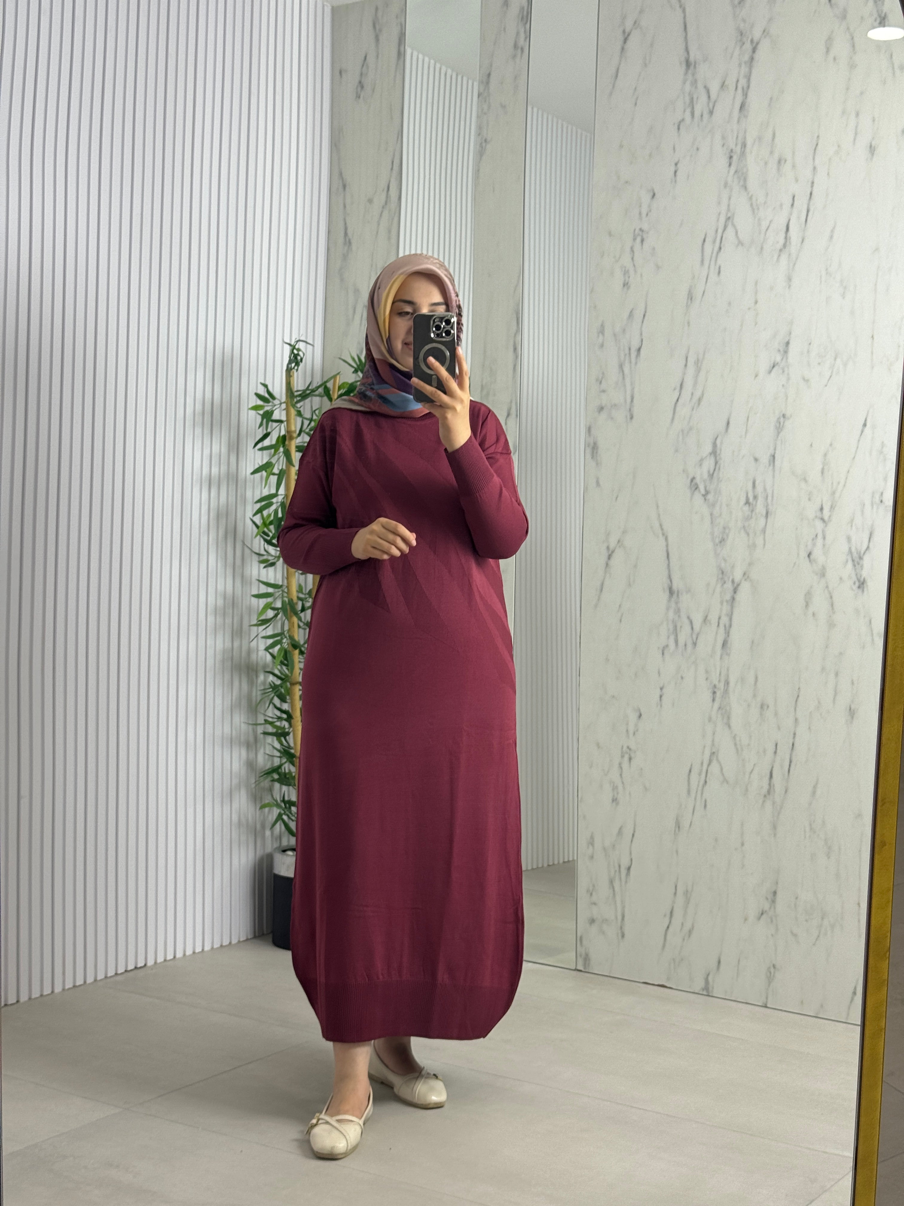 MELİH Kendinden Desenli Elbise (35021)
