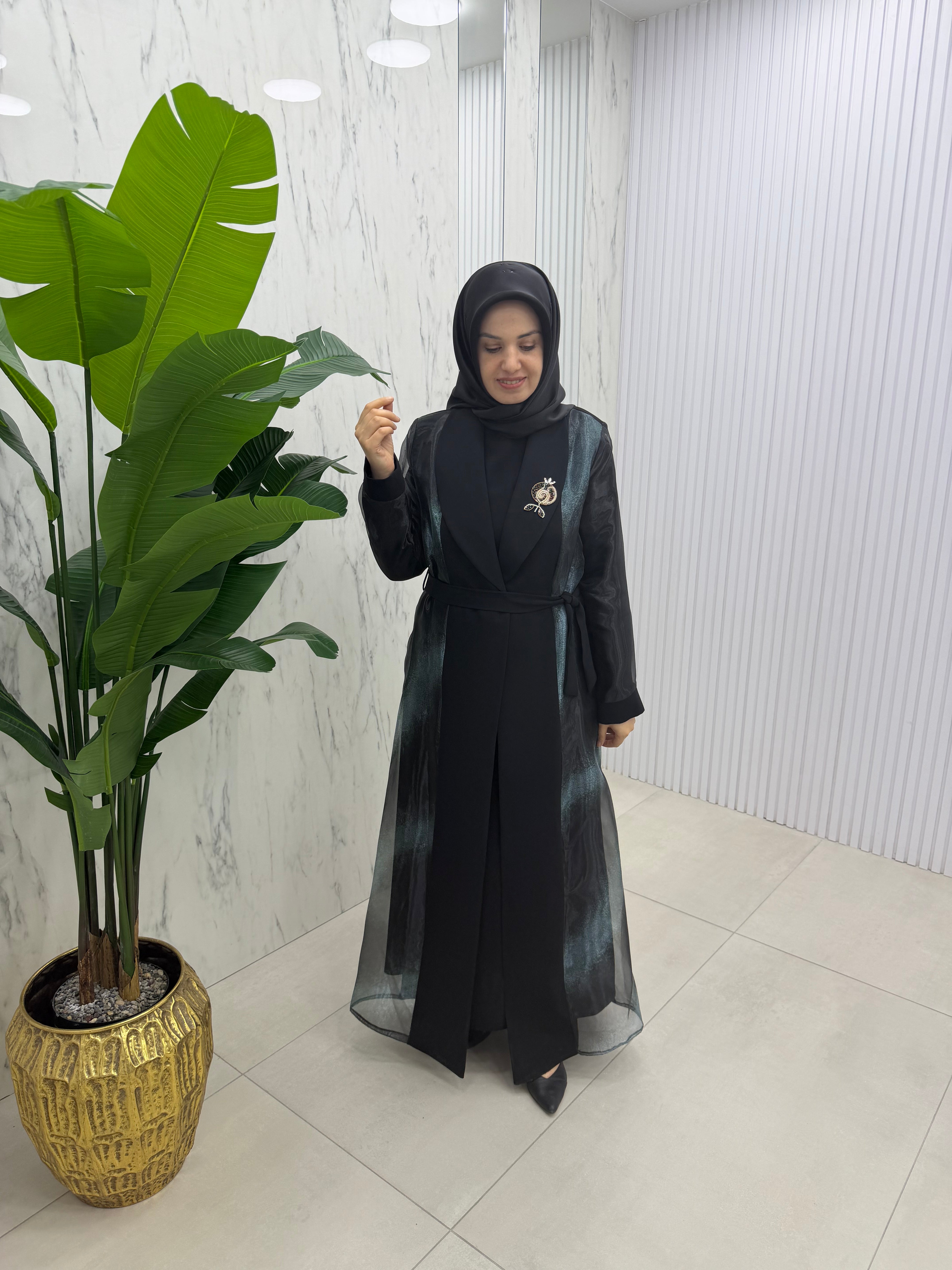 GRİMİSS  BROŞ DETAYLI ABAYA(2613)