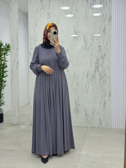 MUSAB YAKA FERMUAR DETAY FERACE ELBİSE (8612)