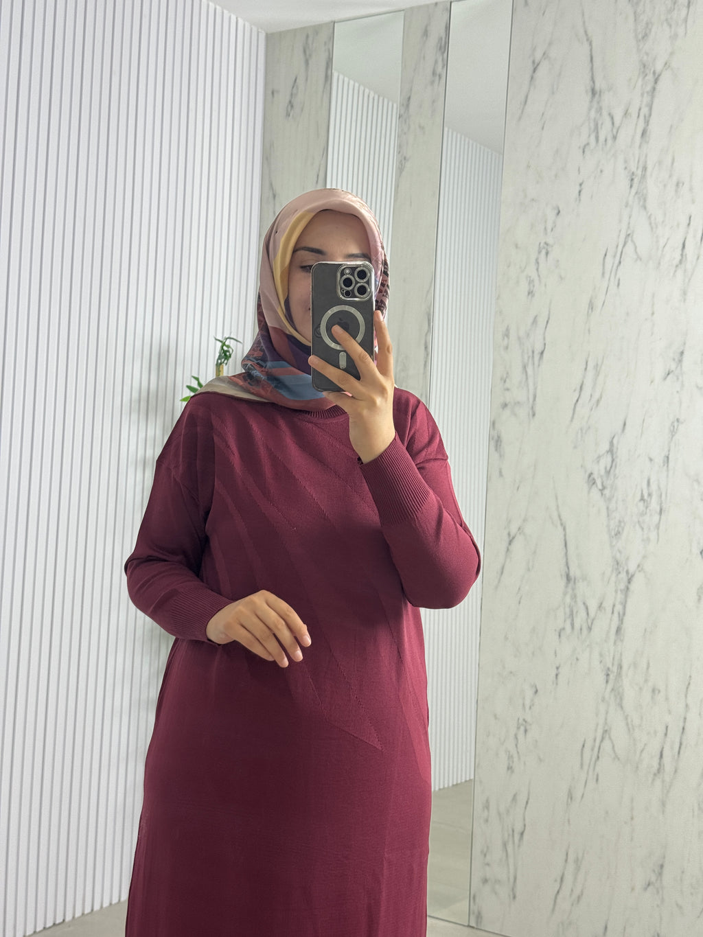 MELİH Kendinden Desenli Elbise (35021)