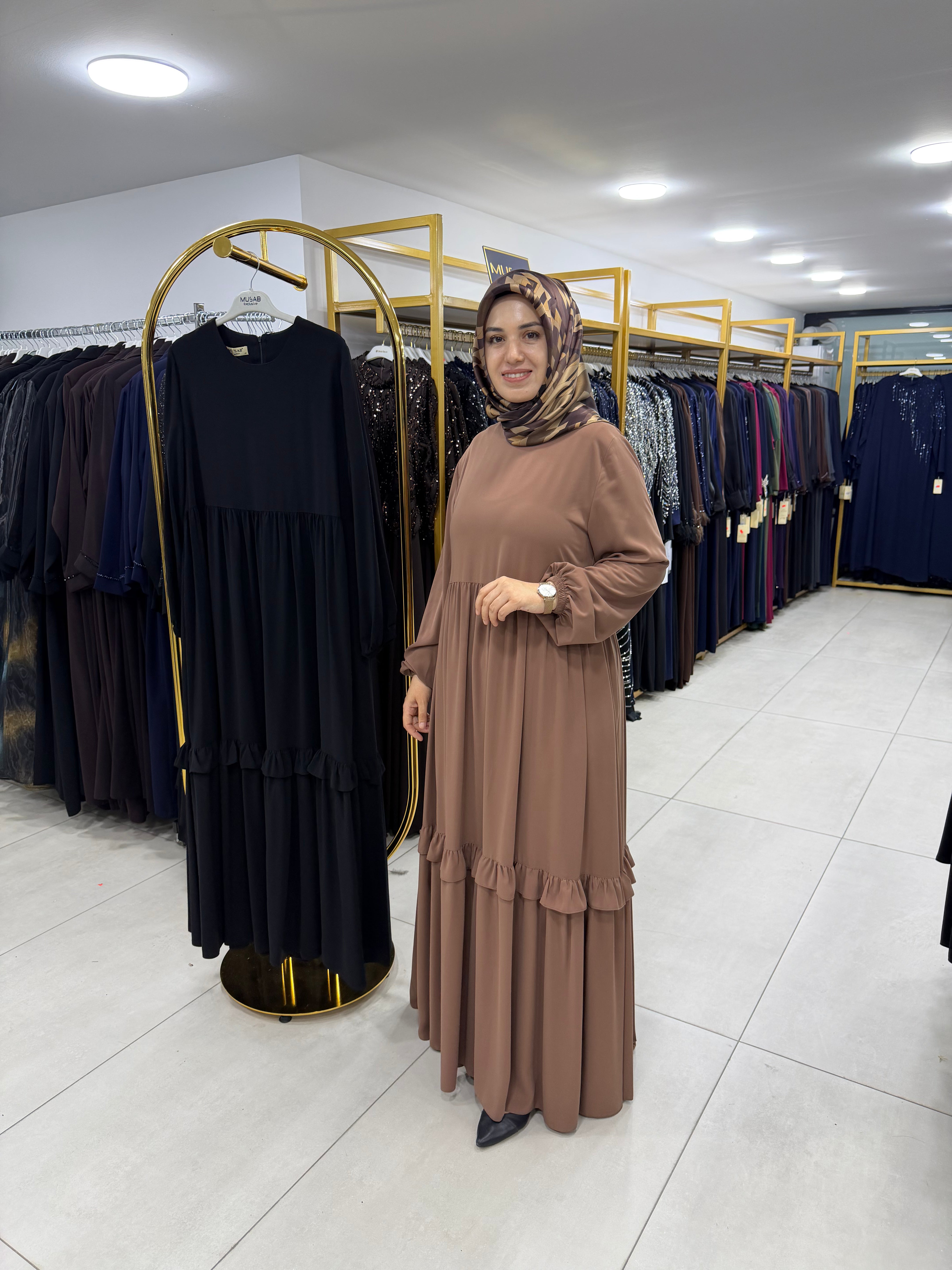 MUSAB  FIRFIR GEÇİŞLİ ELBİSE(8616)